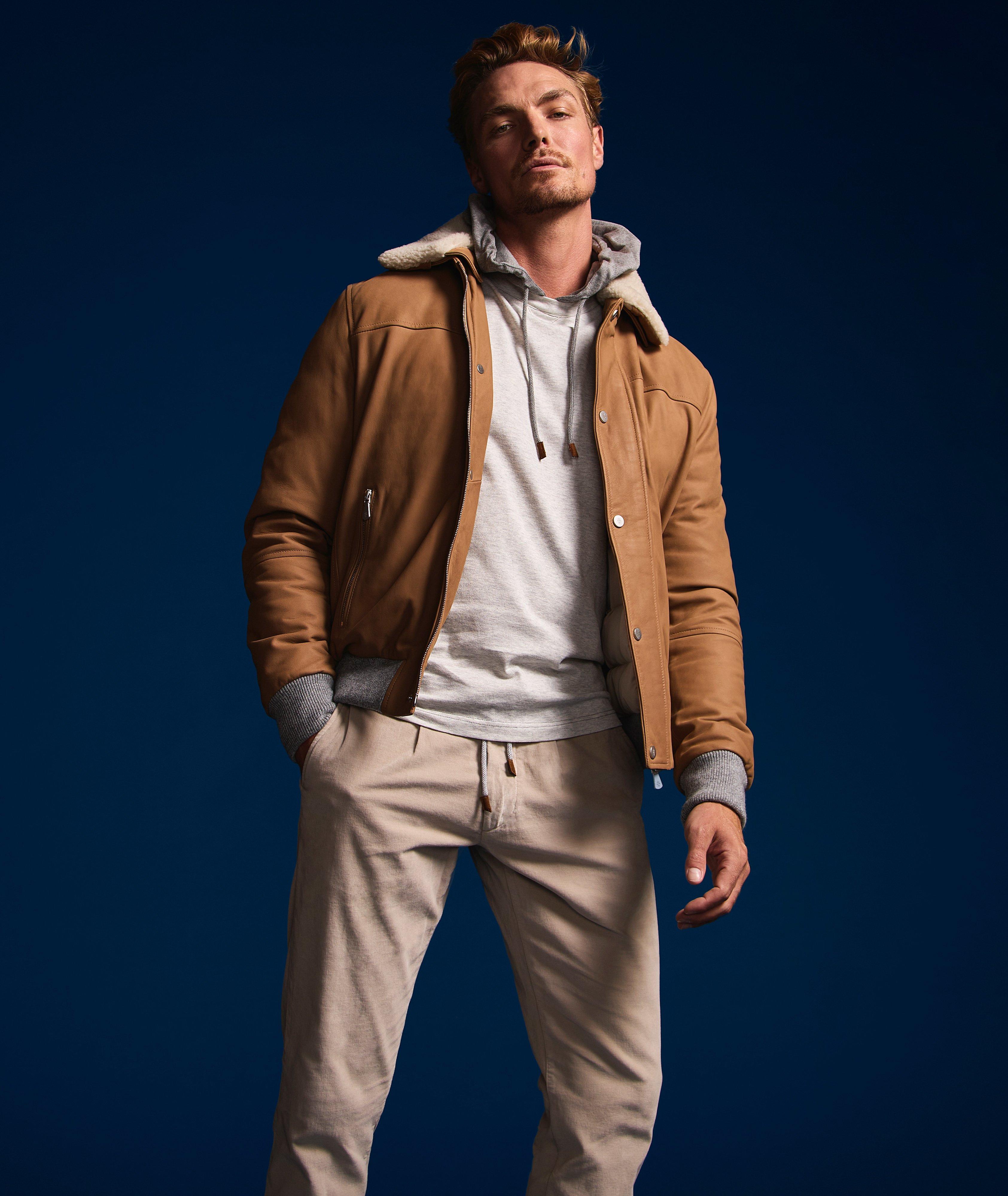 Nubuck and Shearling Aviator Down Jacket image 6