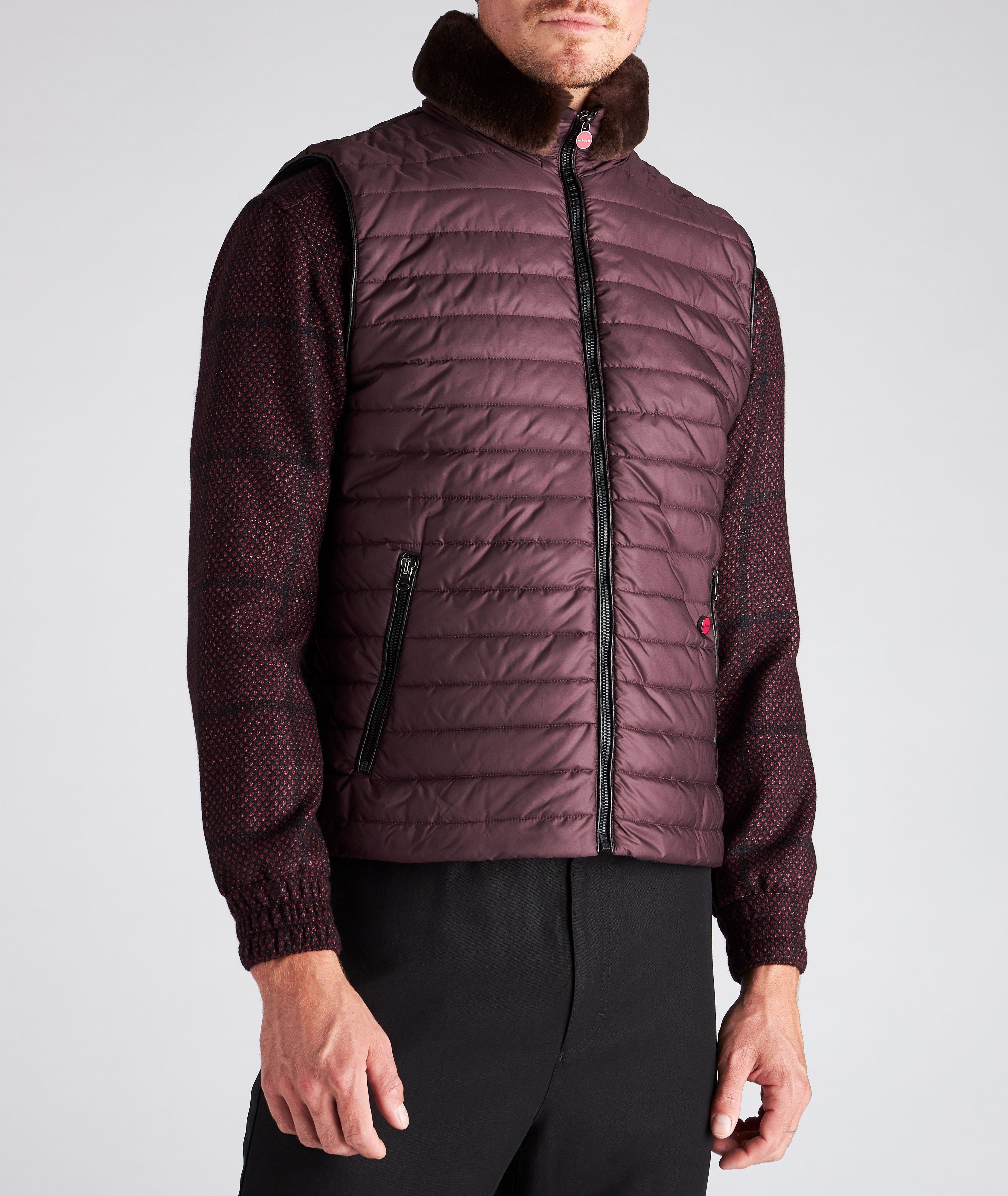 Veste surpiquée à détail en fourrure de castor image 1