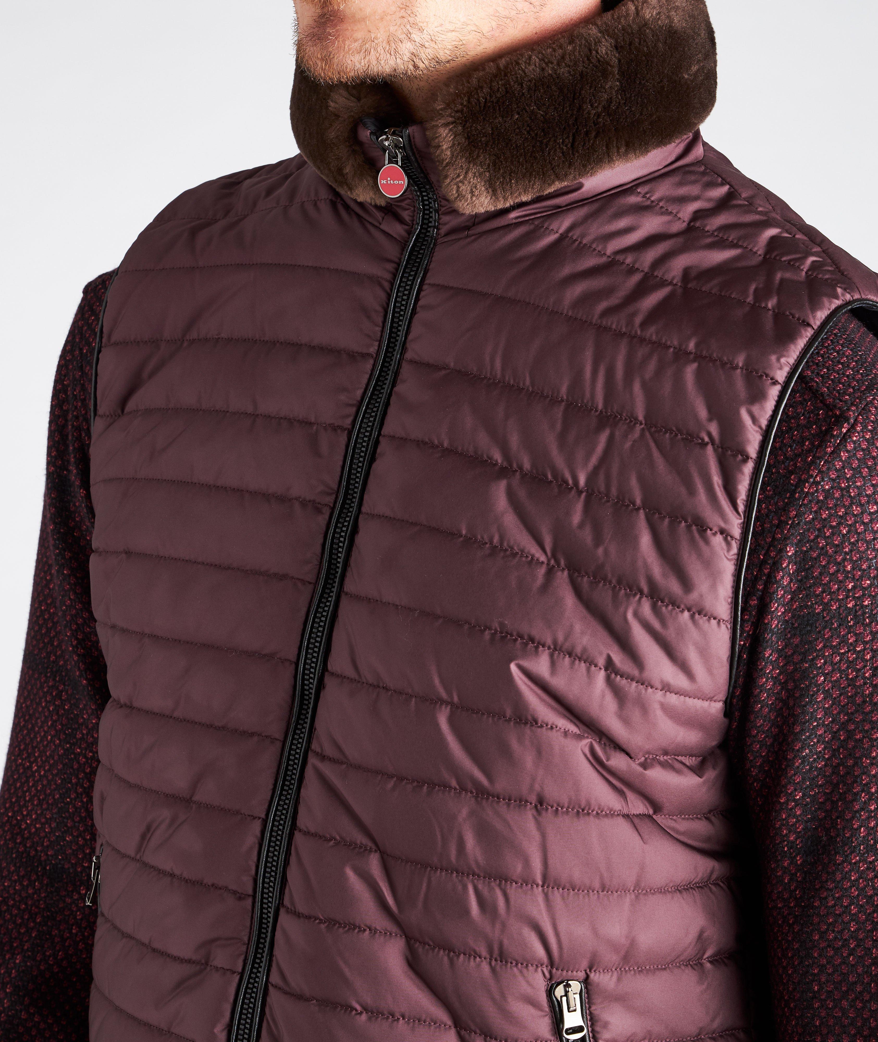 Veste surpiquée à détail en fourrure de castor image 3