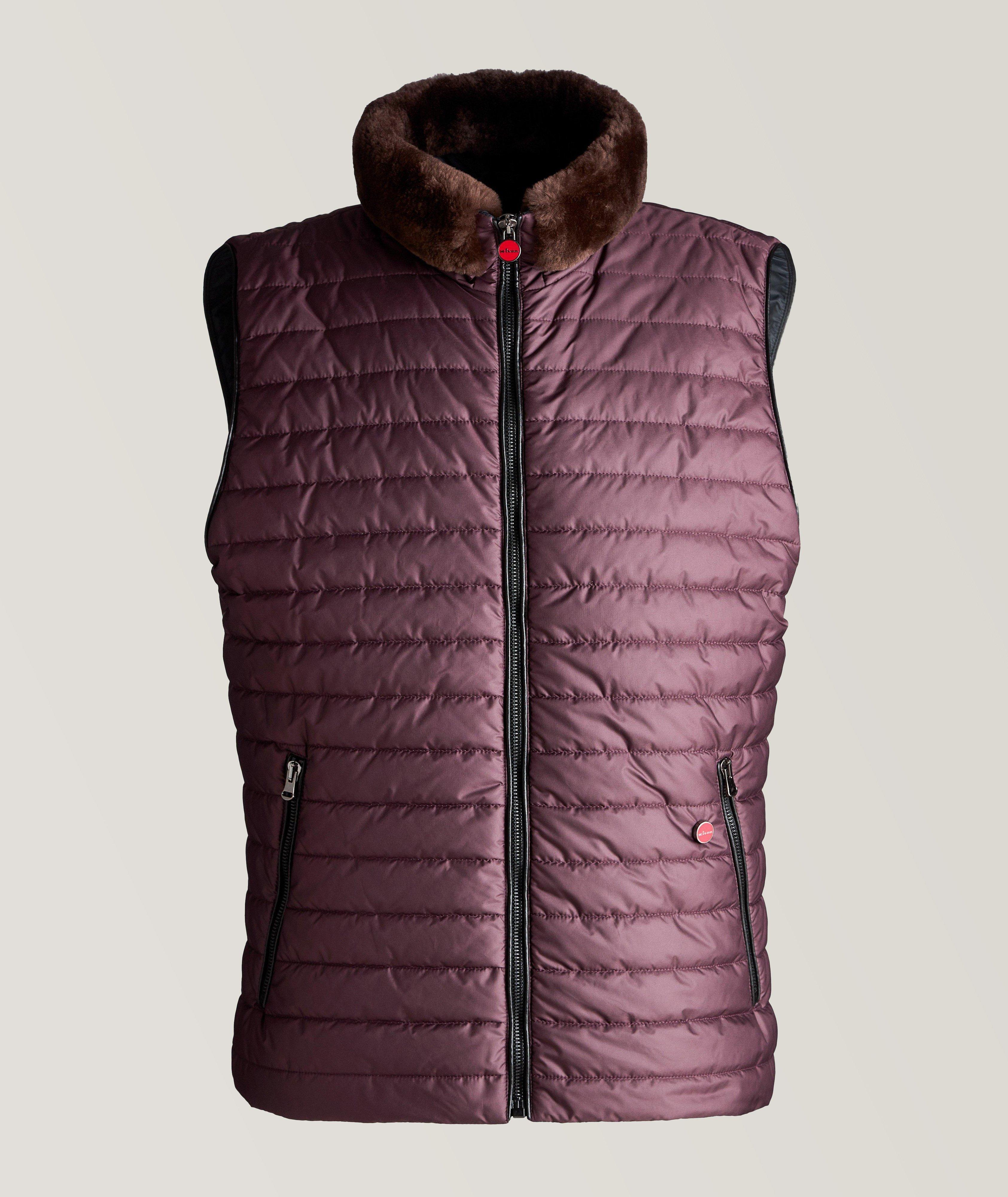 Veste surpiquée à détail en fourrure de castor image 0