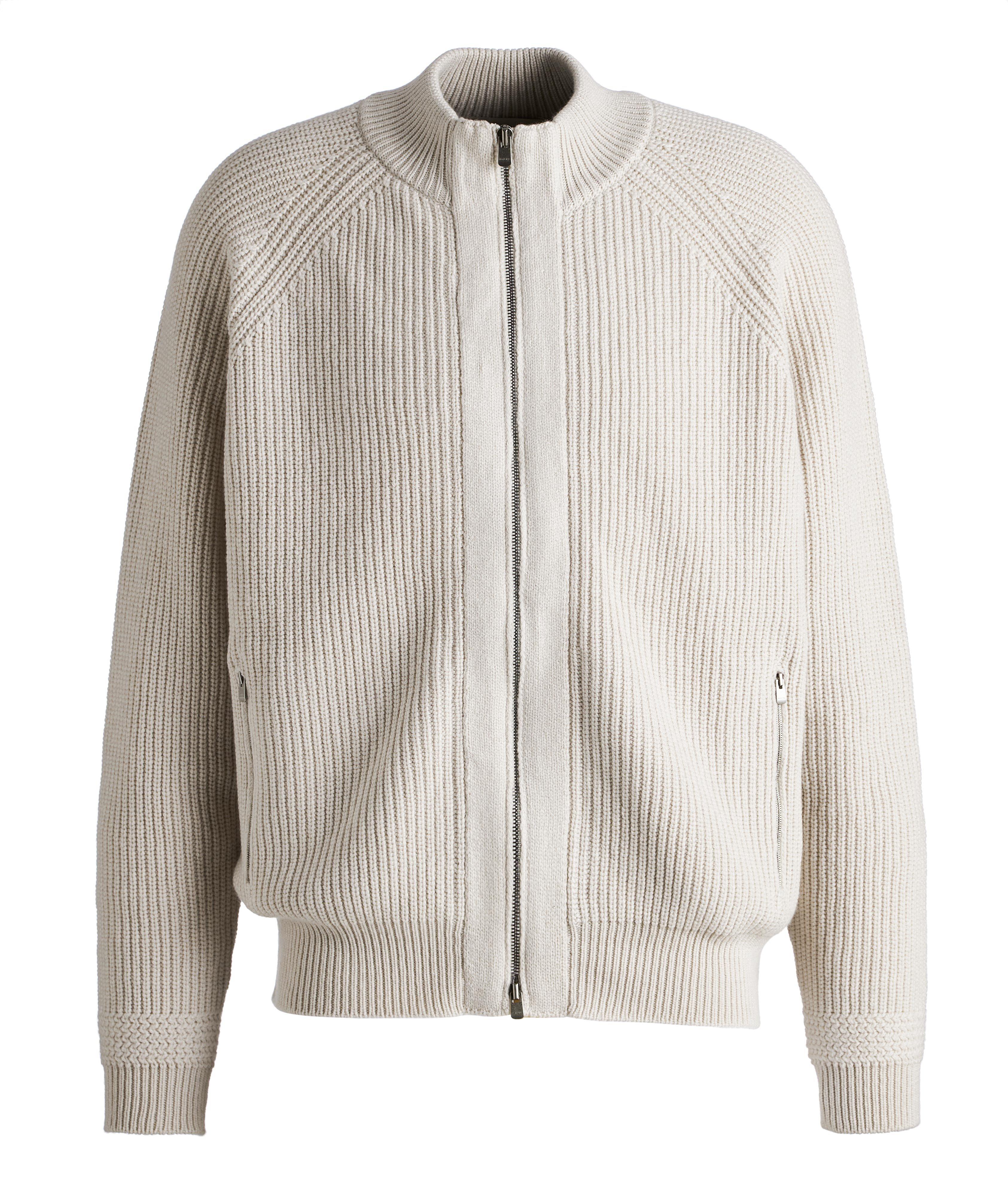 Zip-Up Cashmere Knit Cardigan image 0