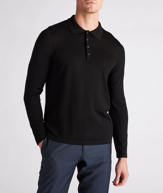 Long-Sleeve Merino Wool Polo picture 2