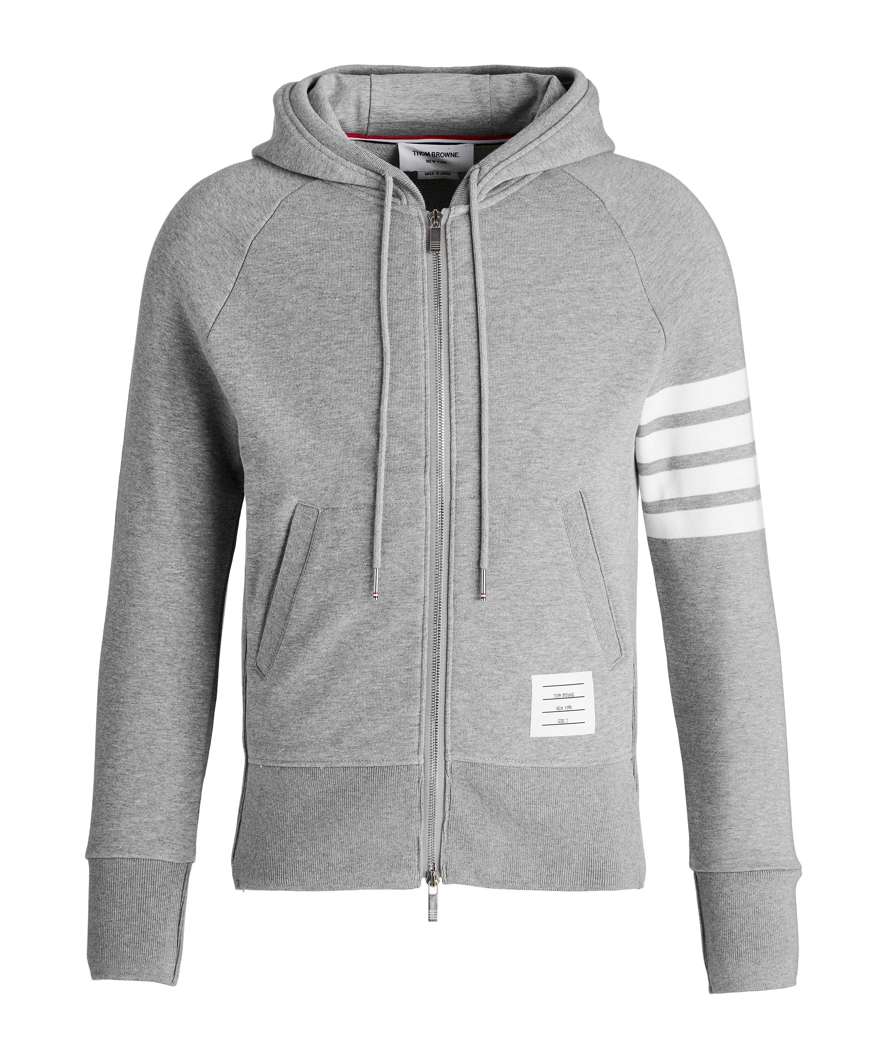 Four-Bar Stripe Zip-Up Cotton Hoodie image 0