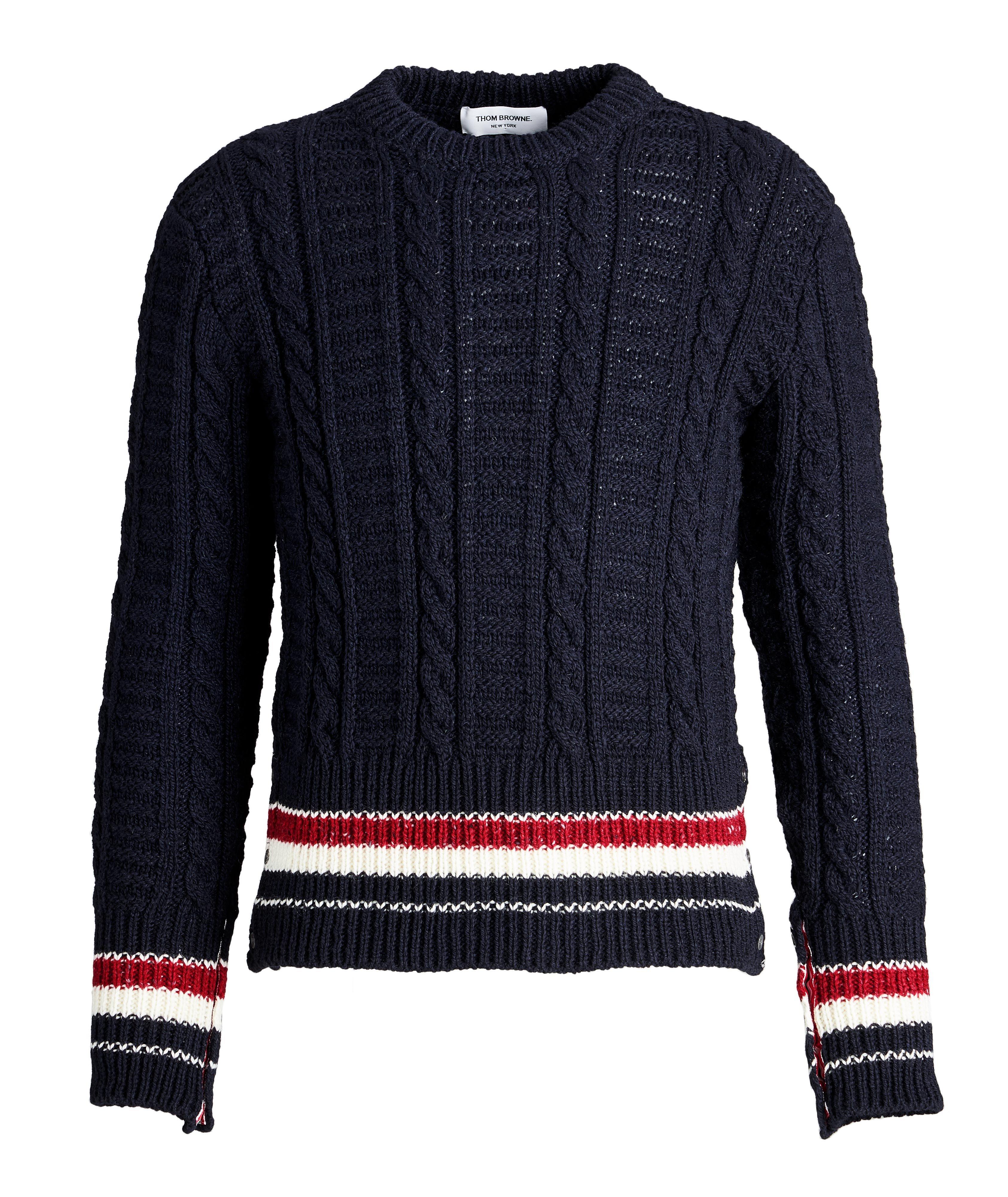 Pull en tricot torsadé de laine et mohair à rayures image 0