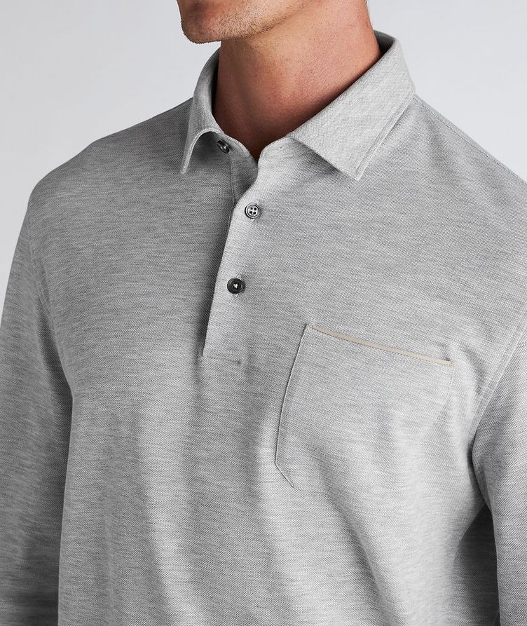 Long-Sleeve Piqué Cotton Polo image 3