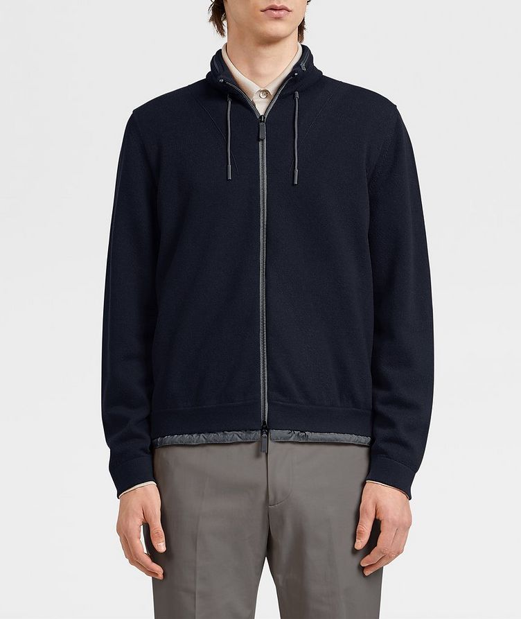 Zip-Up Cashmere Knit Bomber Sweater image 1