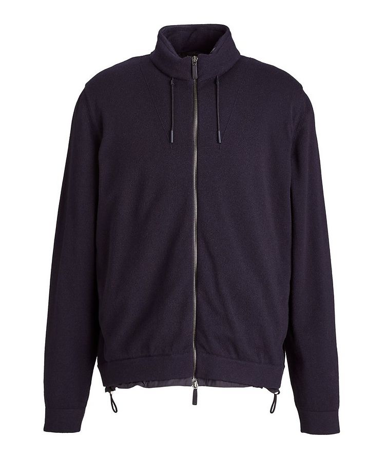 Zip-Up Cashmere Knit Bomber Sweater image 0