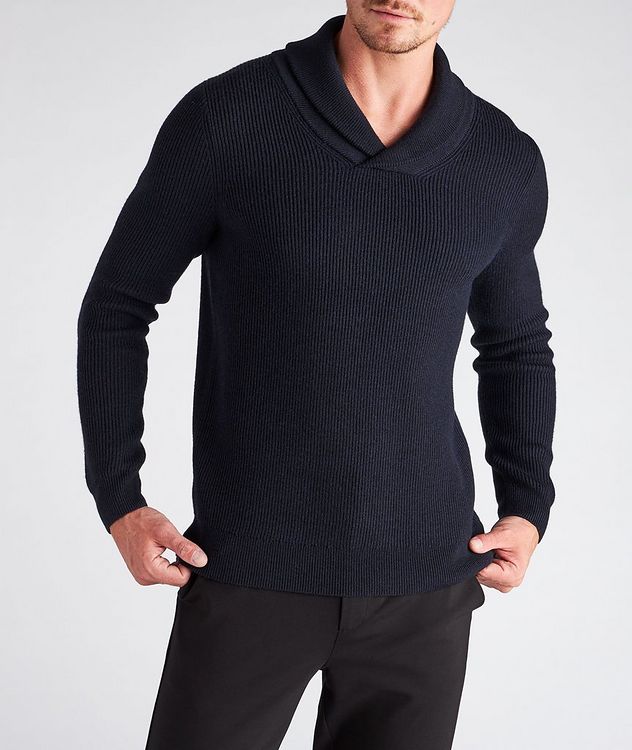 Ribbed Shawl Collar Wool Sweater picture 2