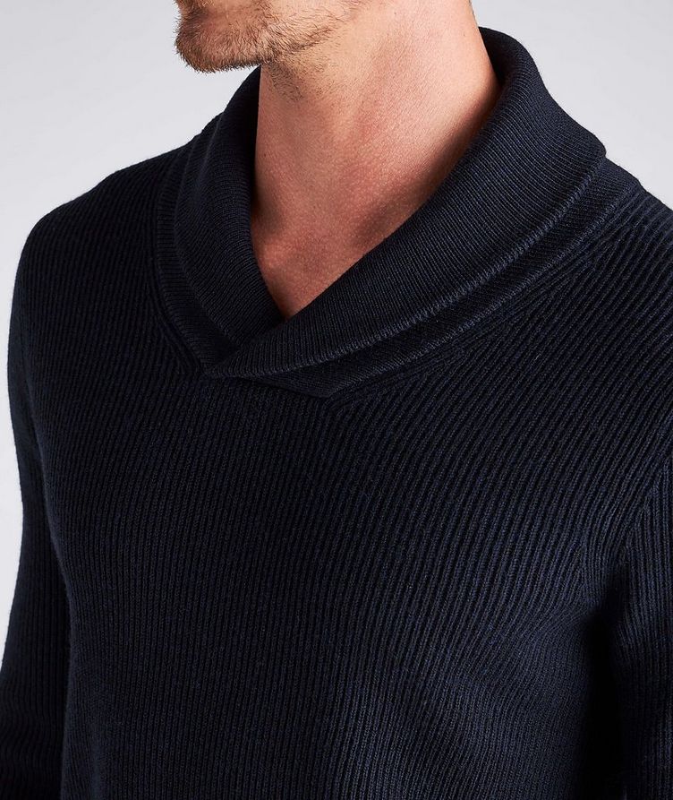 Ribbed Shawl Collar Wool Sweater image 3