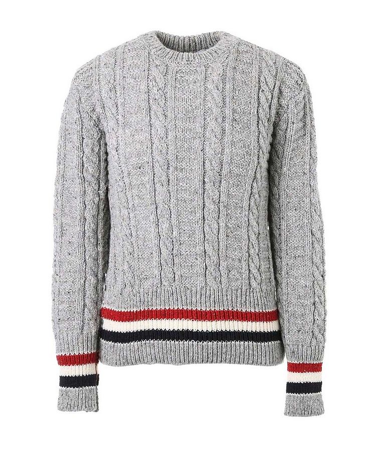 Pull en tricot torsadé de laine et mohair à bandes contrastantes image 0