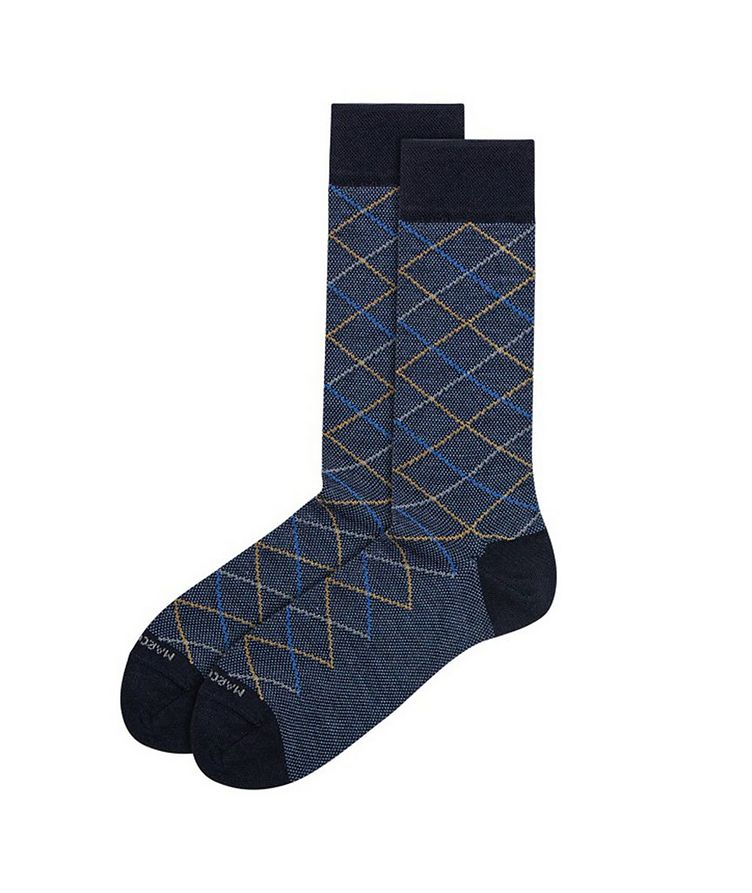 Birdseye Argyle Wool-Blend Socks image 0