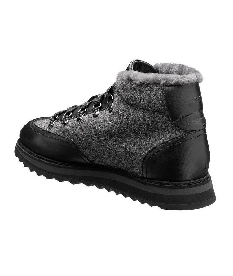 Fur-Lined Wool & Leather Hiking Boots image 1