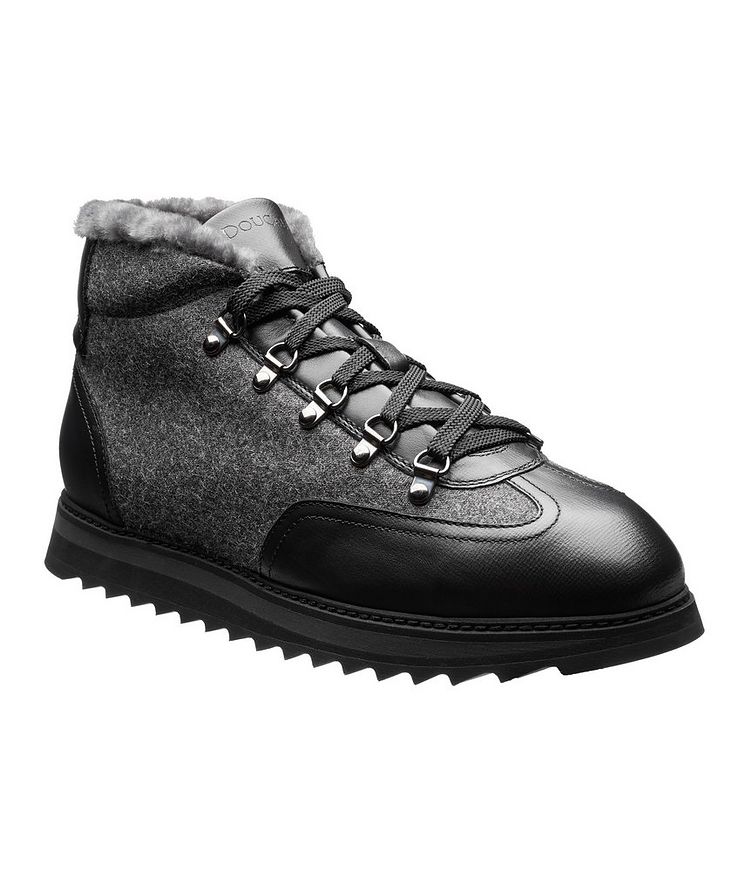 Fur-Lined Wool & Leather Hiking Boots image 0