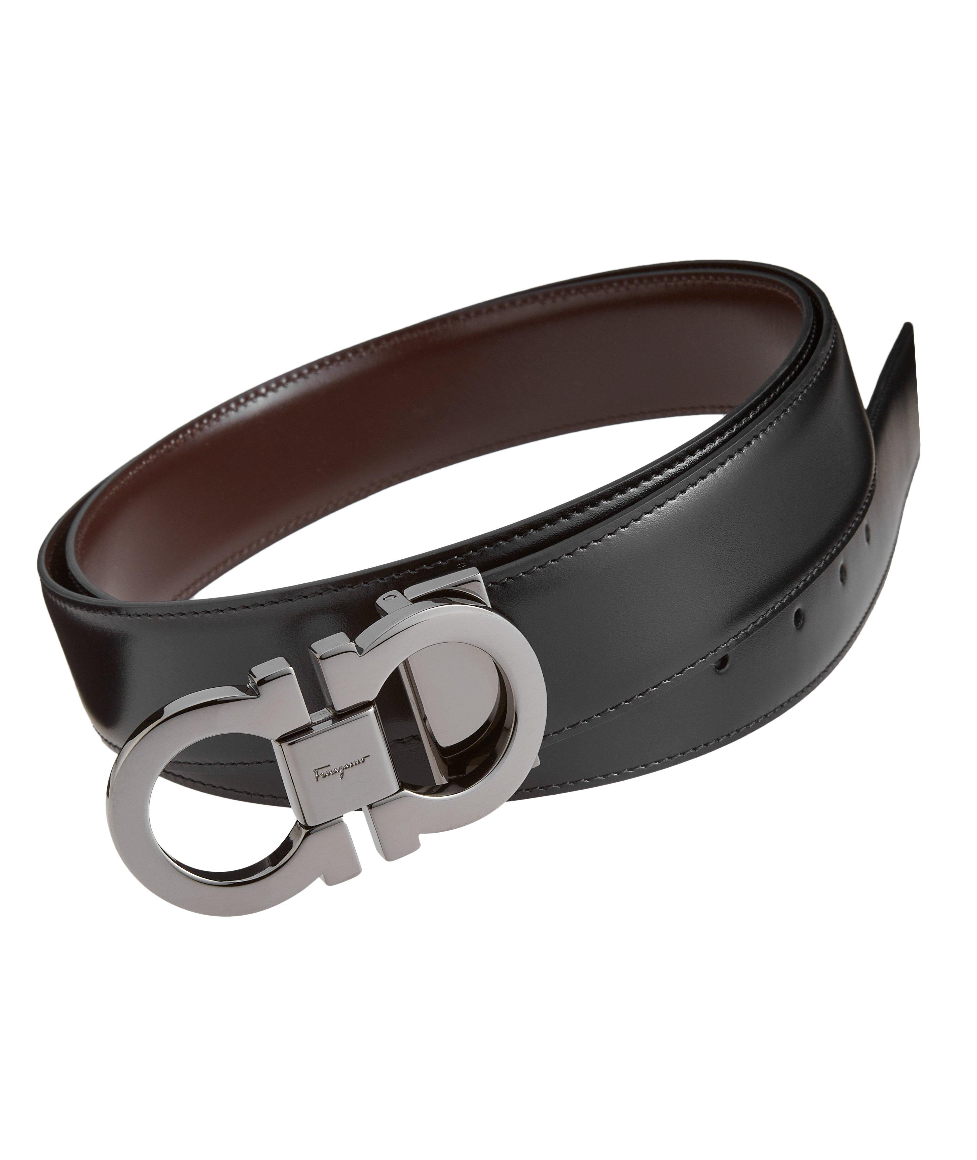 Reversible Double Gancini Leather Belt image 0