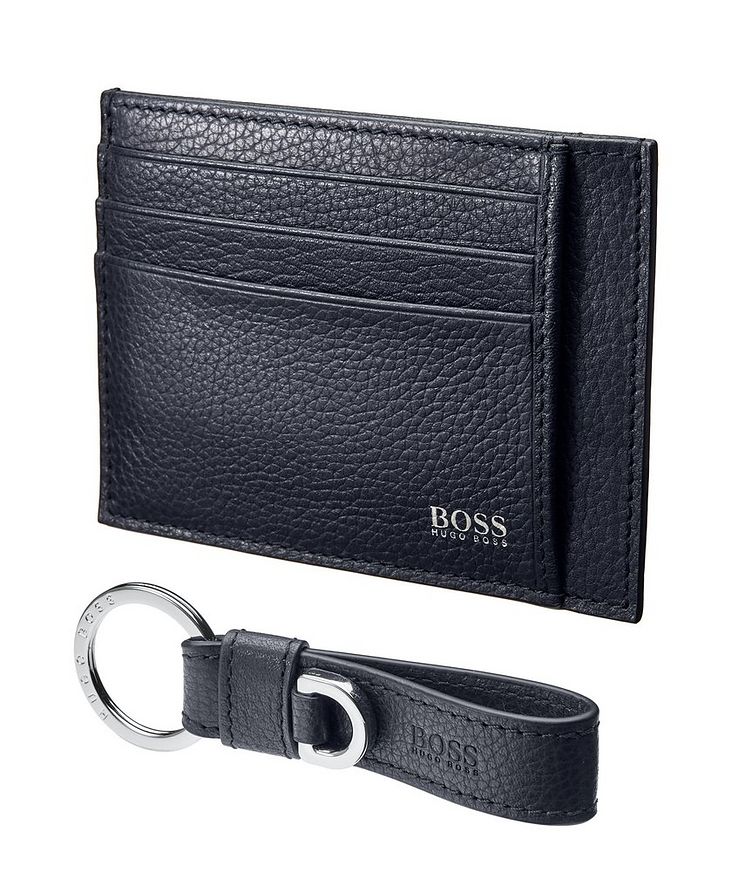 Leather Card Holder and Keychain Gift Set image 0