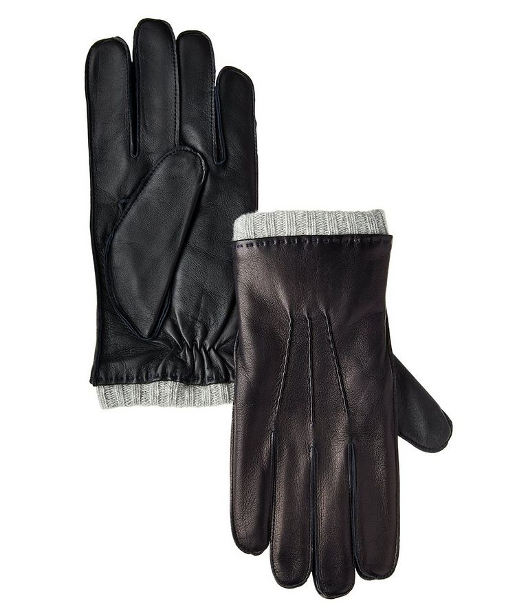 Cashmere Knit Nappa Leather Gloves image 0