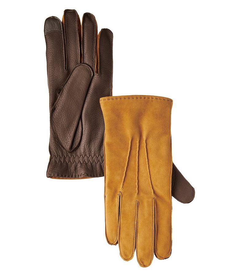 Cashmere-Lined Suede & Leather Gloves image 0