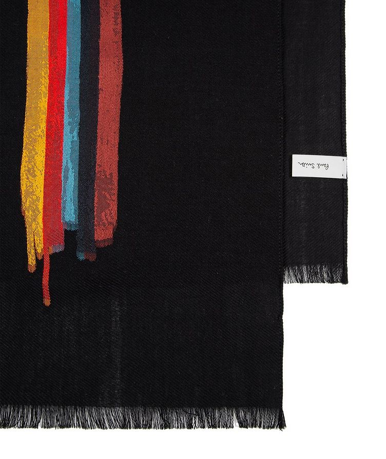 Painted Stripe Wool-Silk Scarf image 1