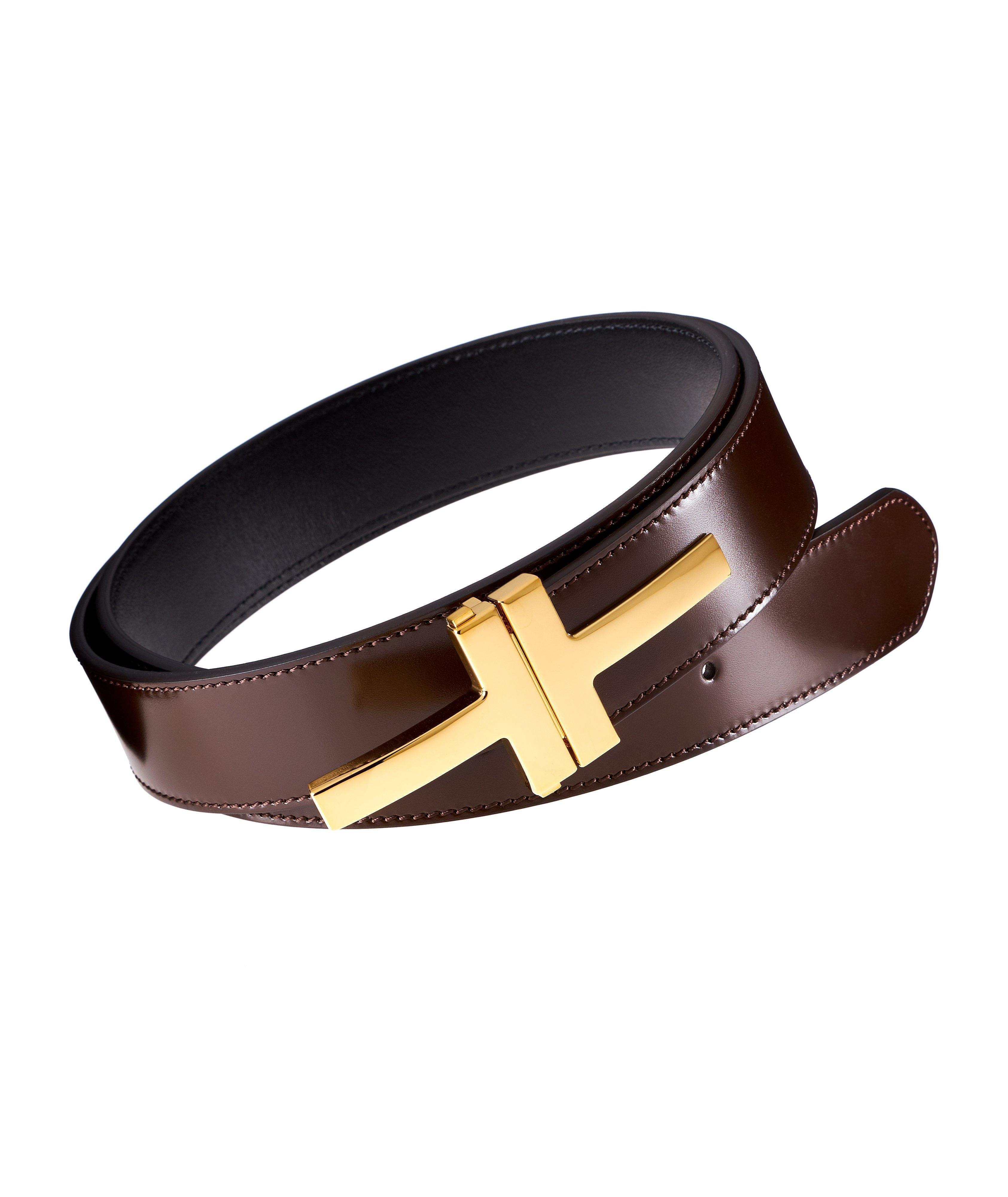 Double Clasp T-Buckle Leather Belt image 0