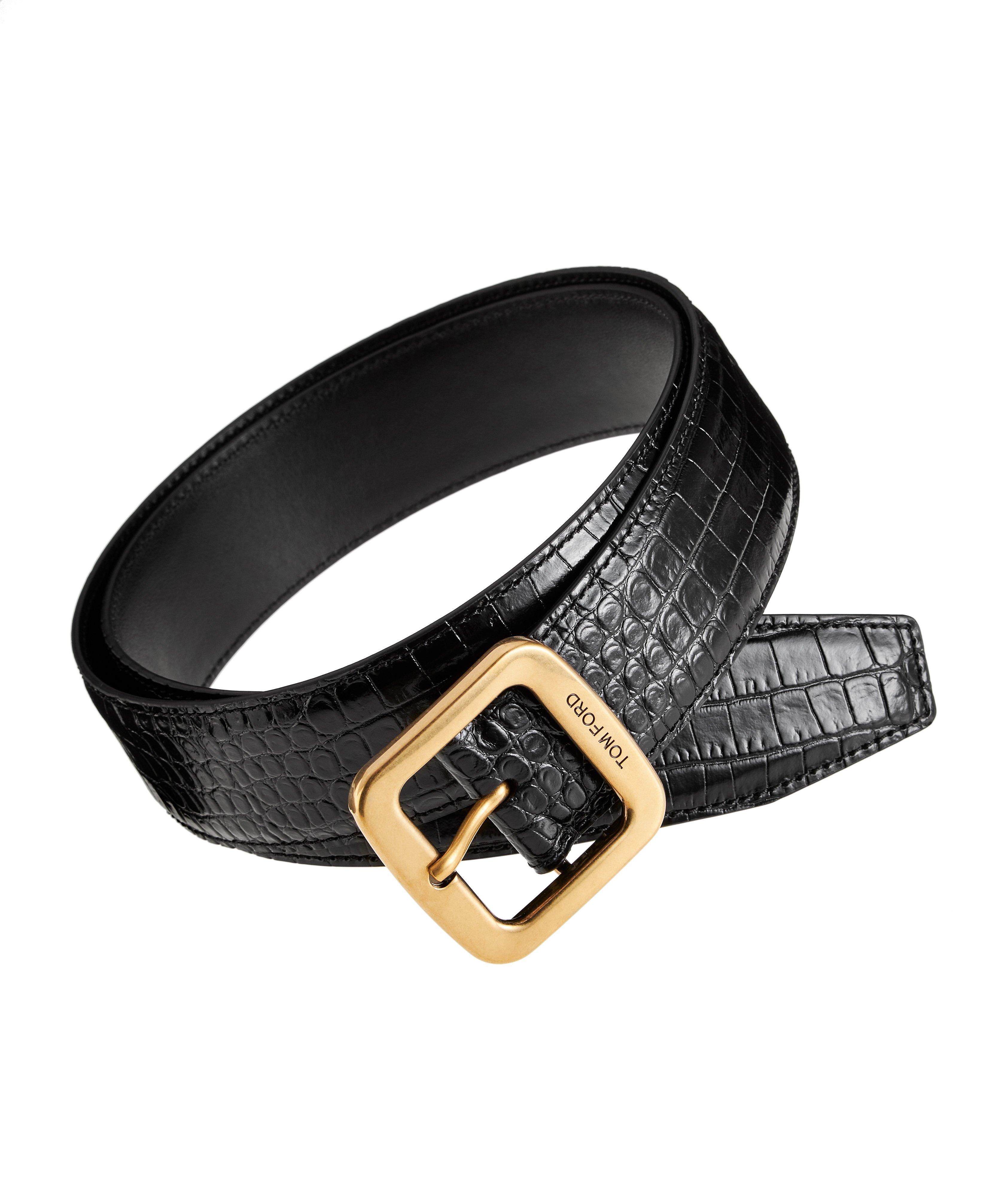 Alligator Embossed Leather Belt image 0