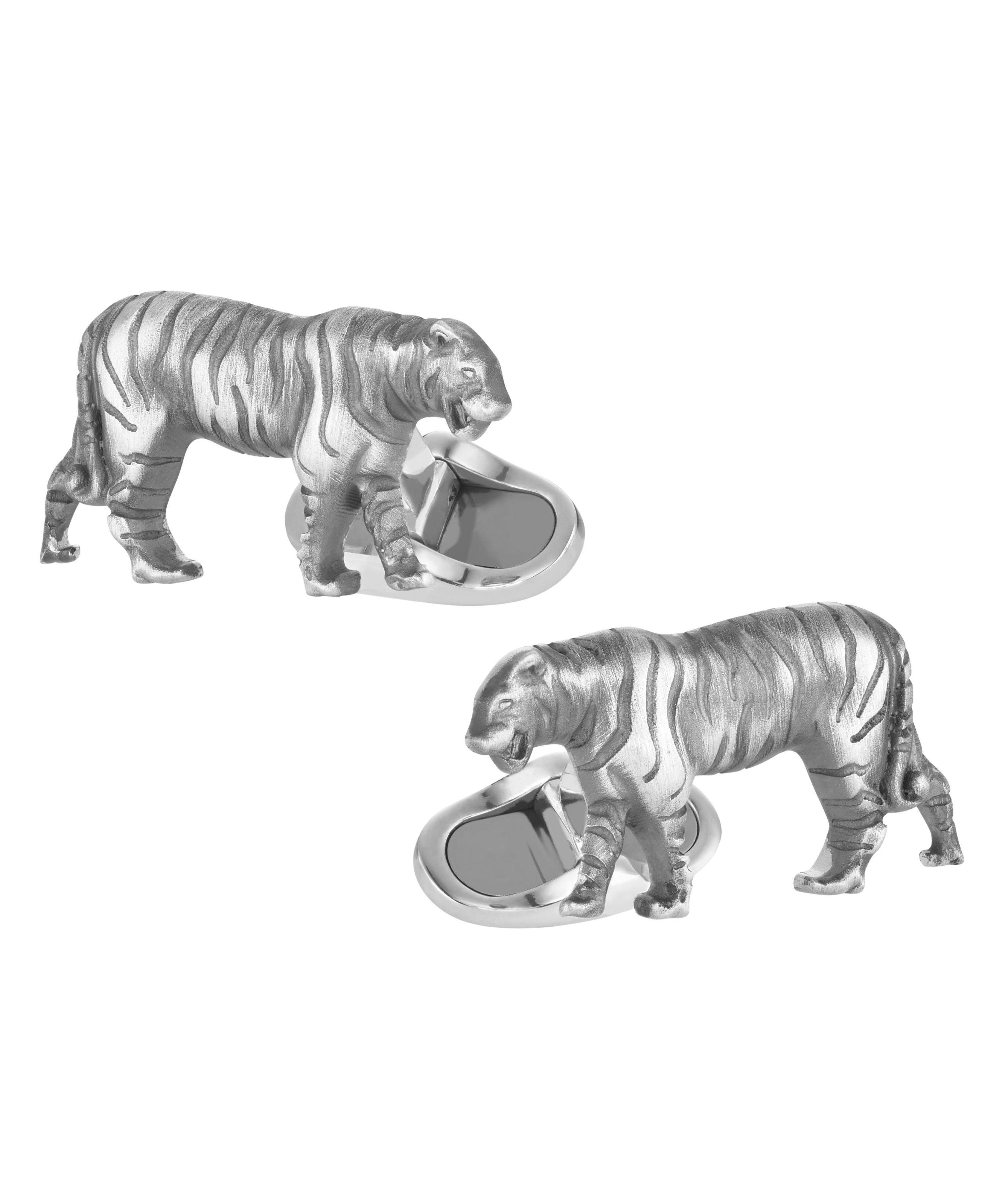 Tiger Zodiac Sign Silver Cufflinks image 2