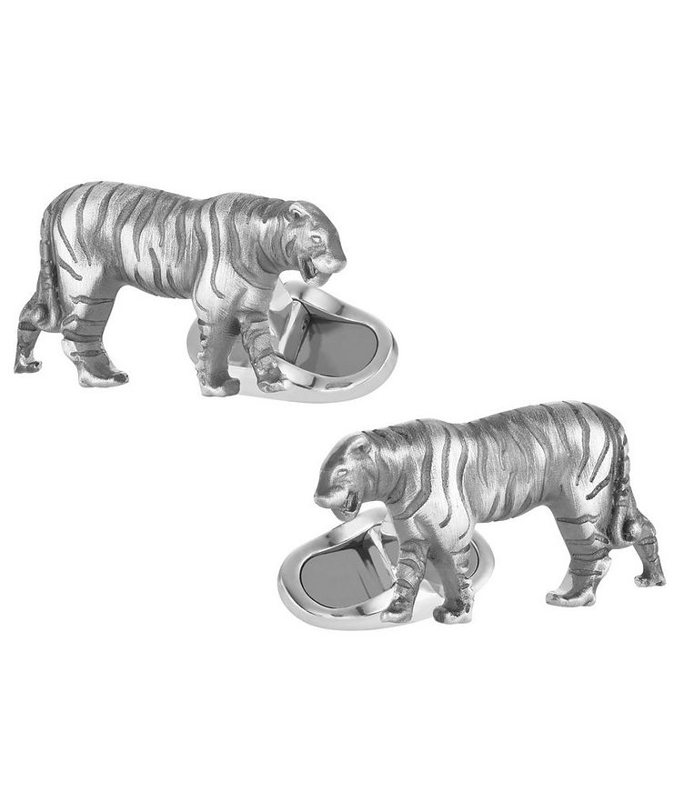 Tiger Zodiac Sign Silver Cufflinks image 0