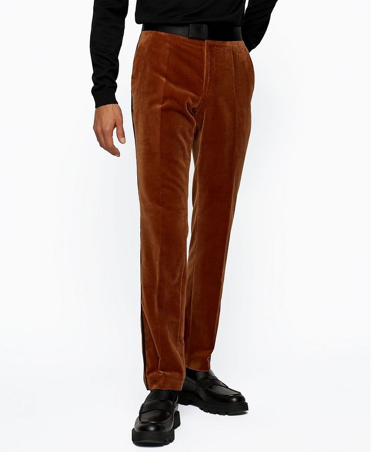 H-Huge Striped Velvet Tuxedo Pants image 1