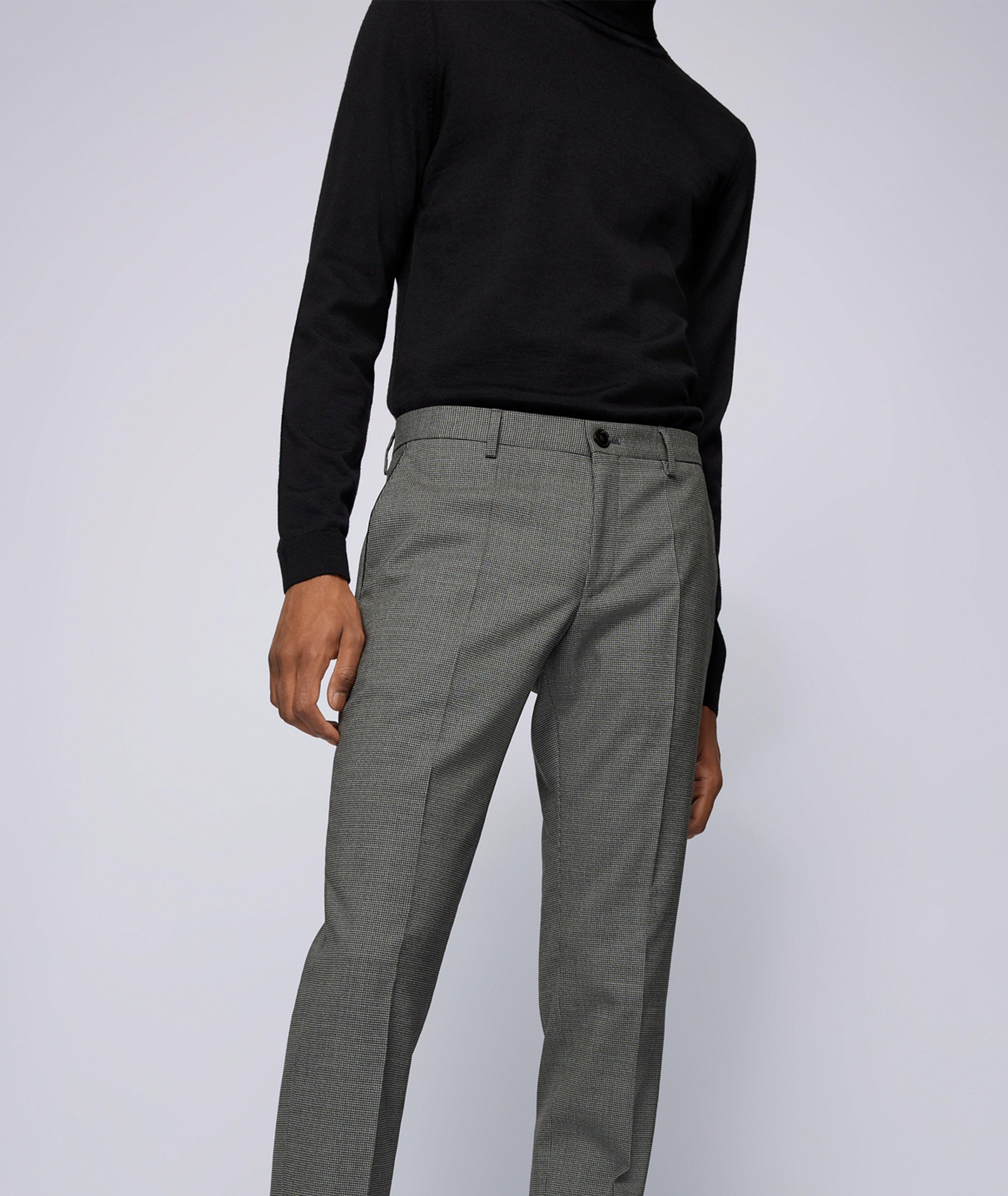Pantalon habillé en lainage à motif de chevrons de coupe amincie image 1