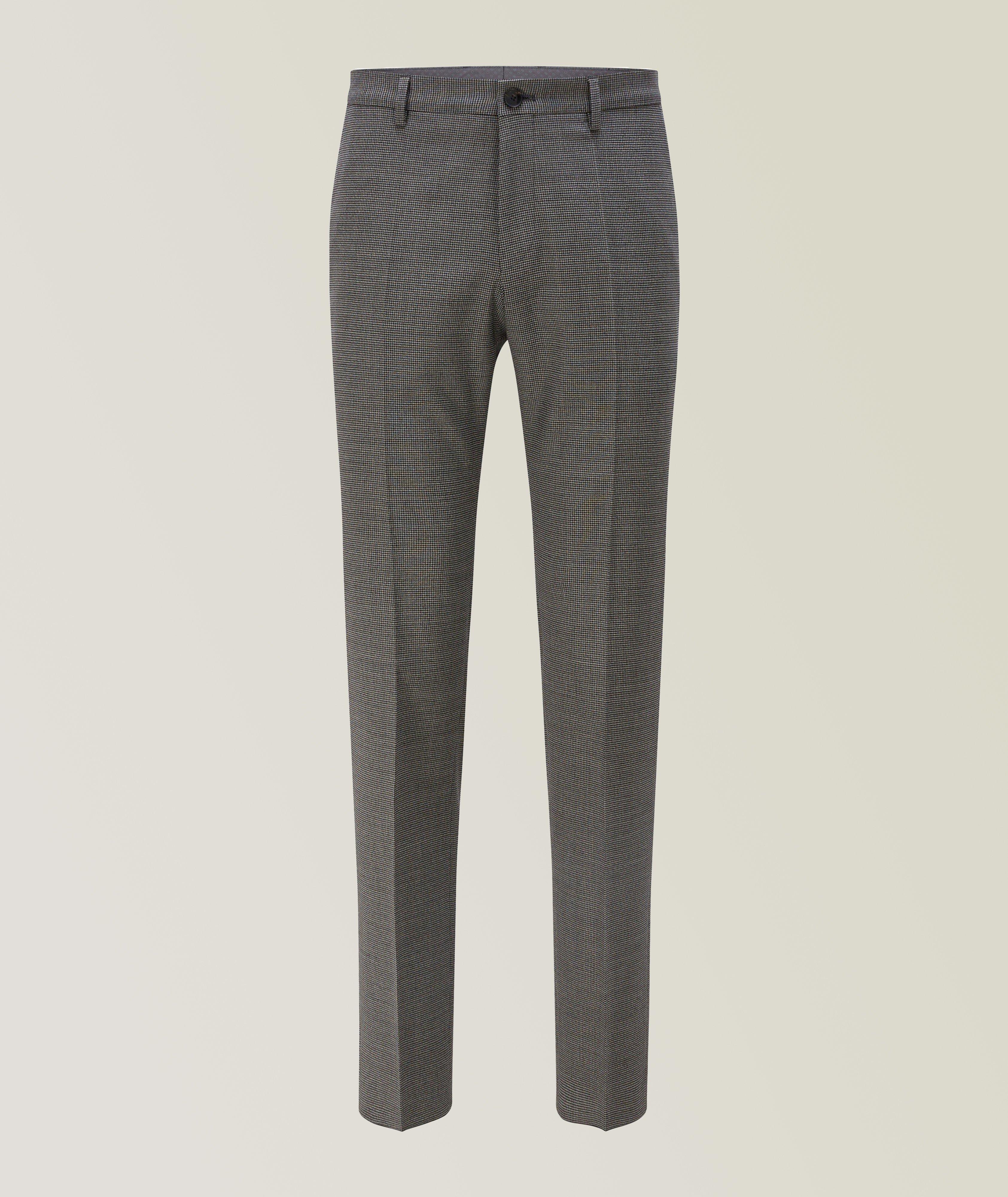 Pantalon habillé en lainage à motif de chevrons de coupe amincie image 0
