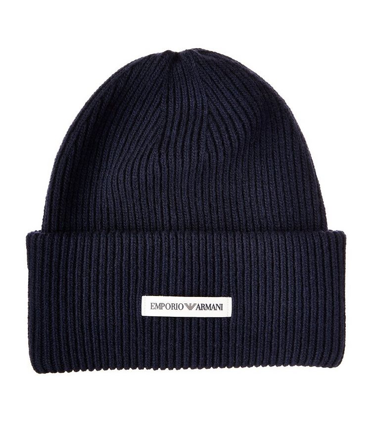 Logo Patch Ribbed Wool Beanie image 0