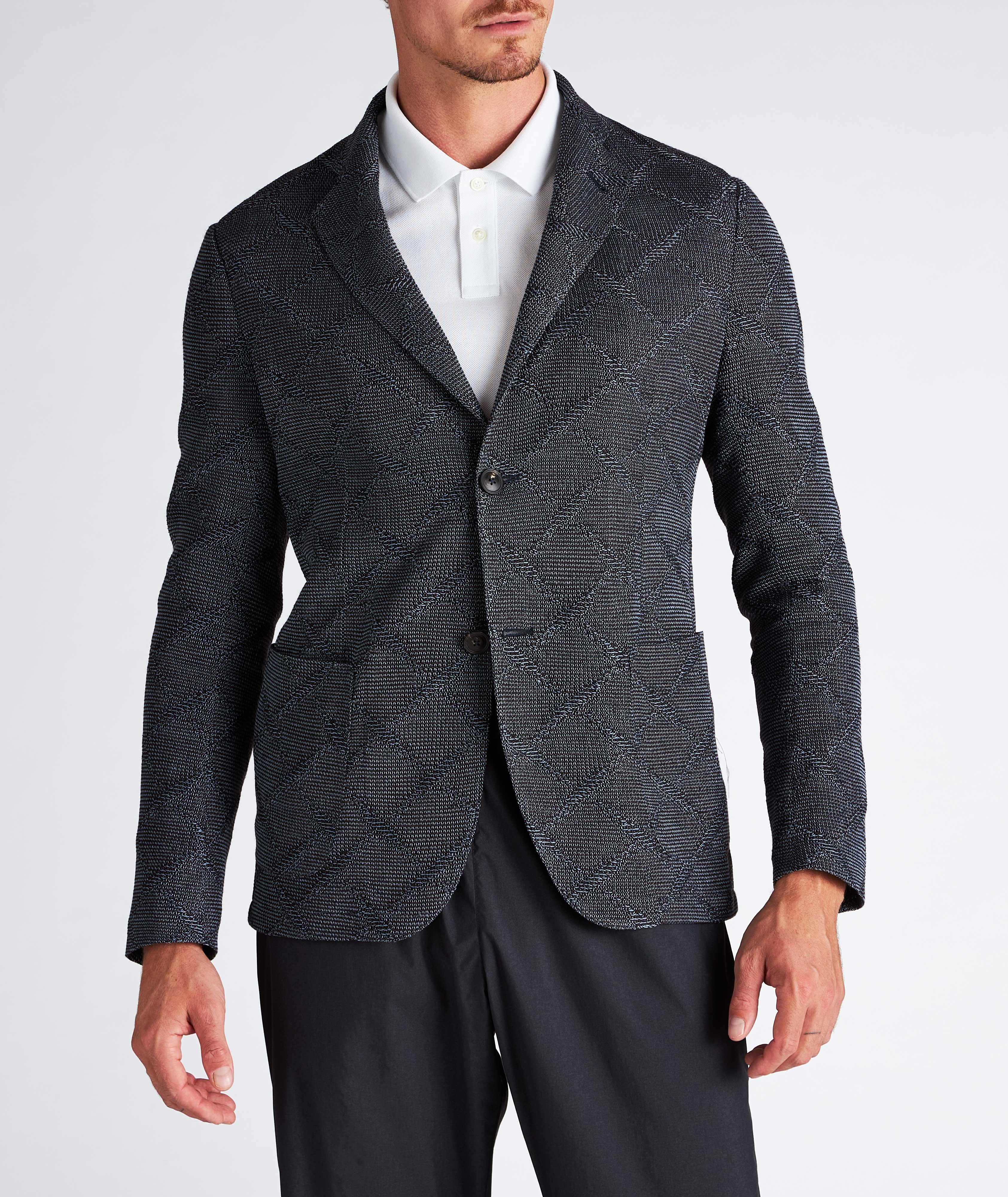 Diamond Jacquard Wool-Cotton Sports Jacket image 1