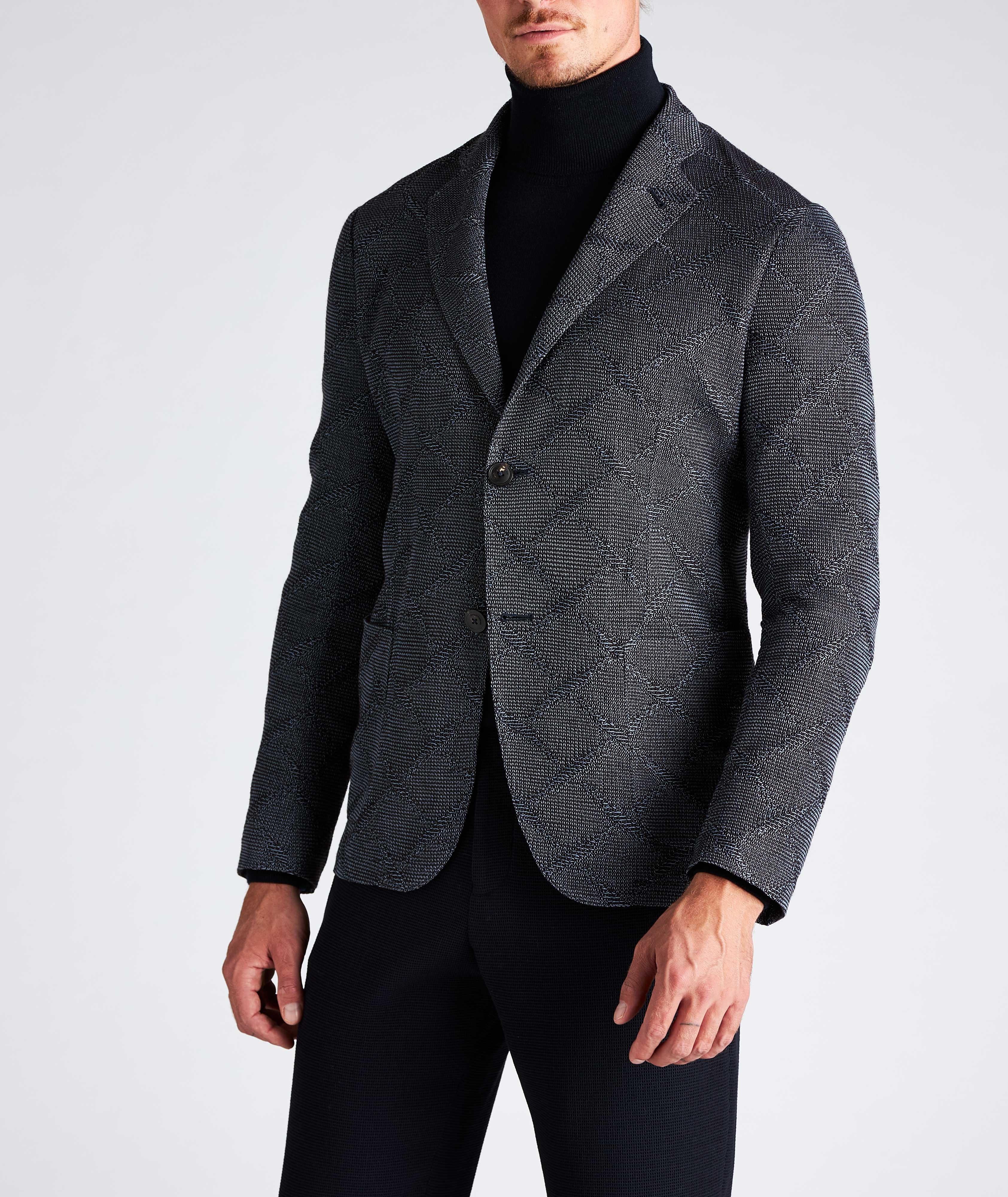 Diamond Jacquard Wool-Cotton Sports Jacket image 4