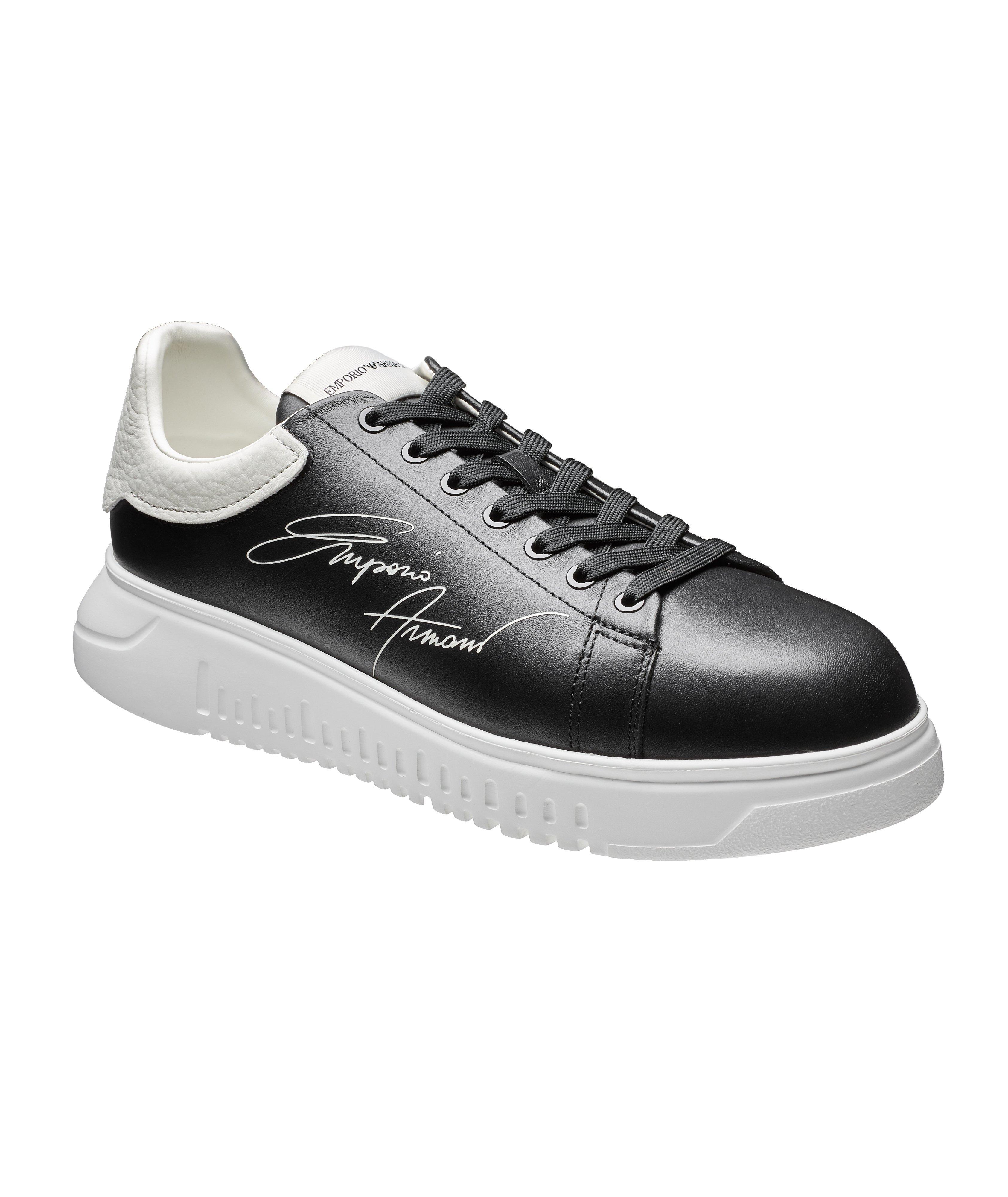 Emporio Armani Signature Logo Leather Sneakers