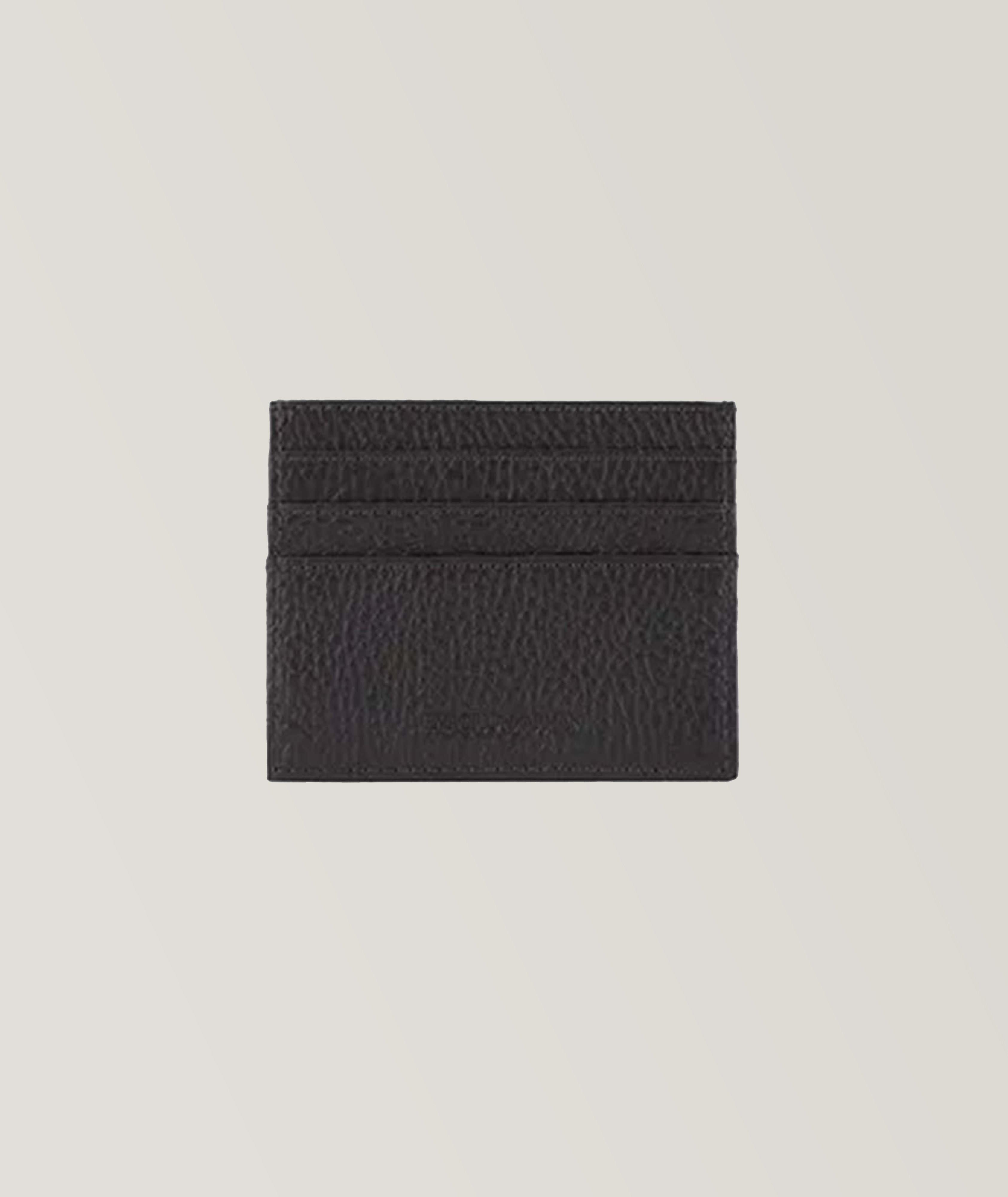 Logo Embossed Tumbled Leather Card Holder image 1