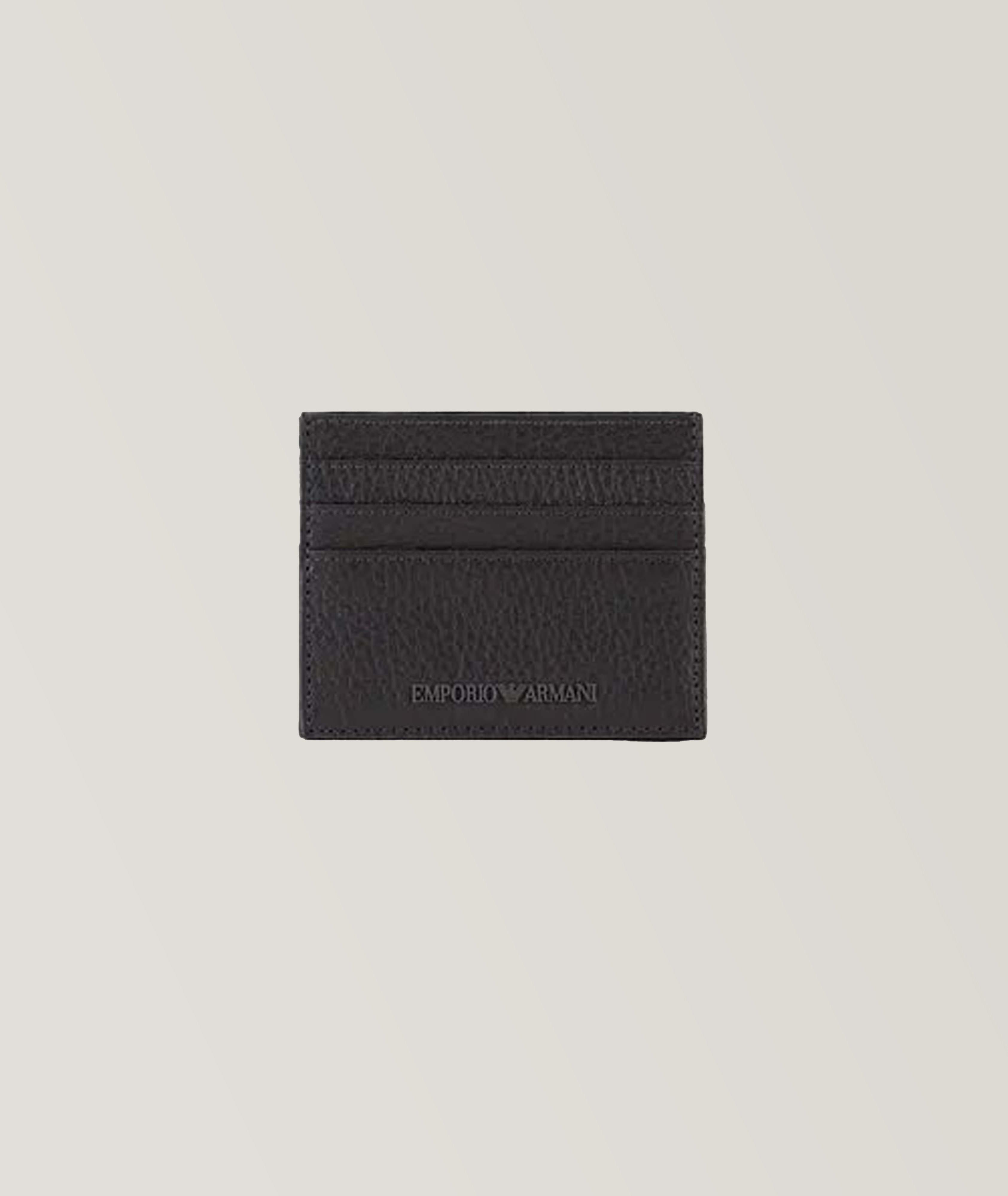 Logo Embossed Tumbled Leather Card Holder image 0