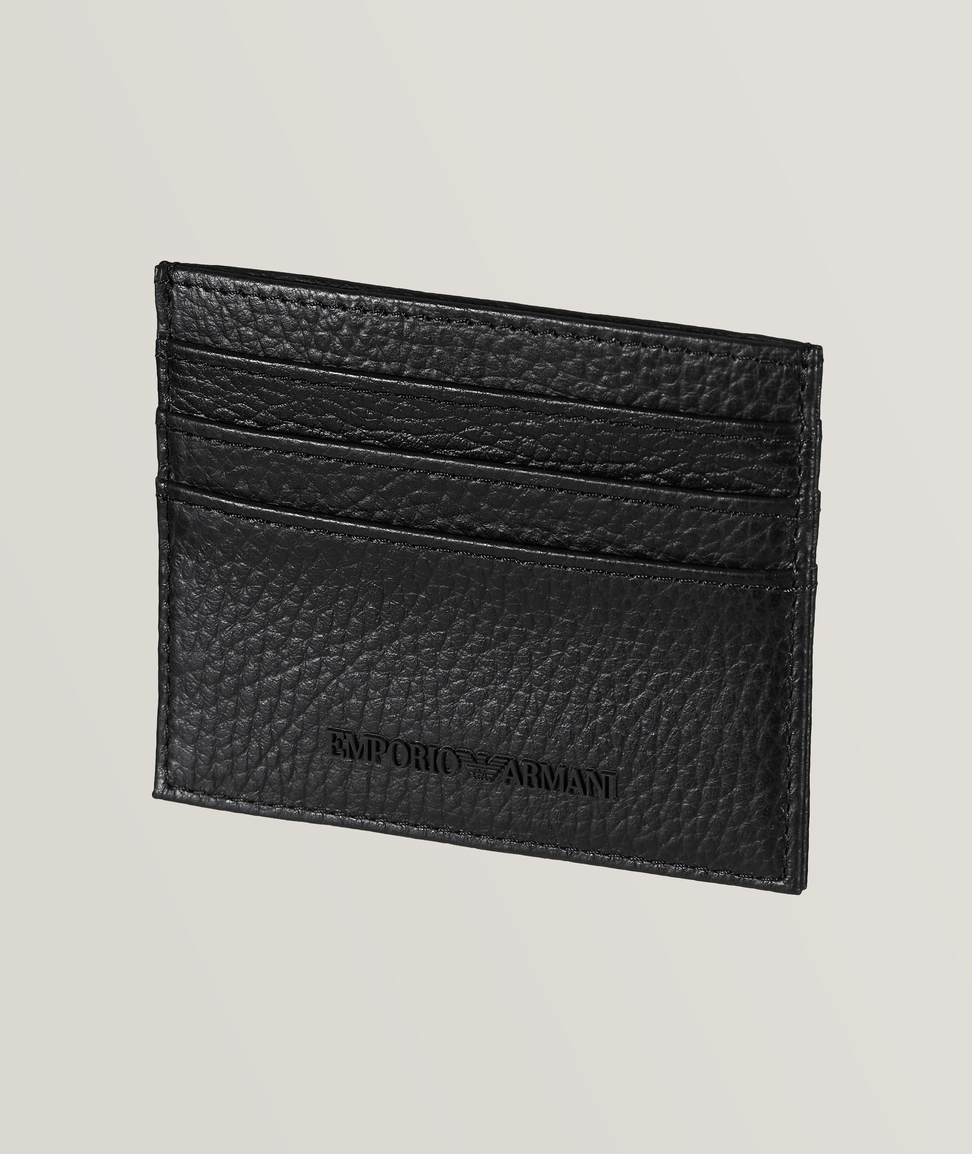 Logo Embossed Tumbled Leather Card Holder image 0