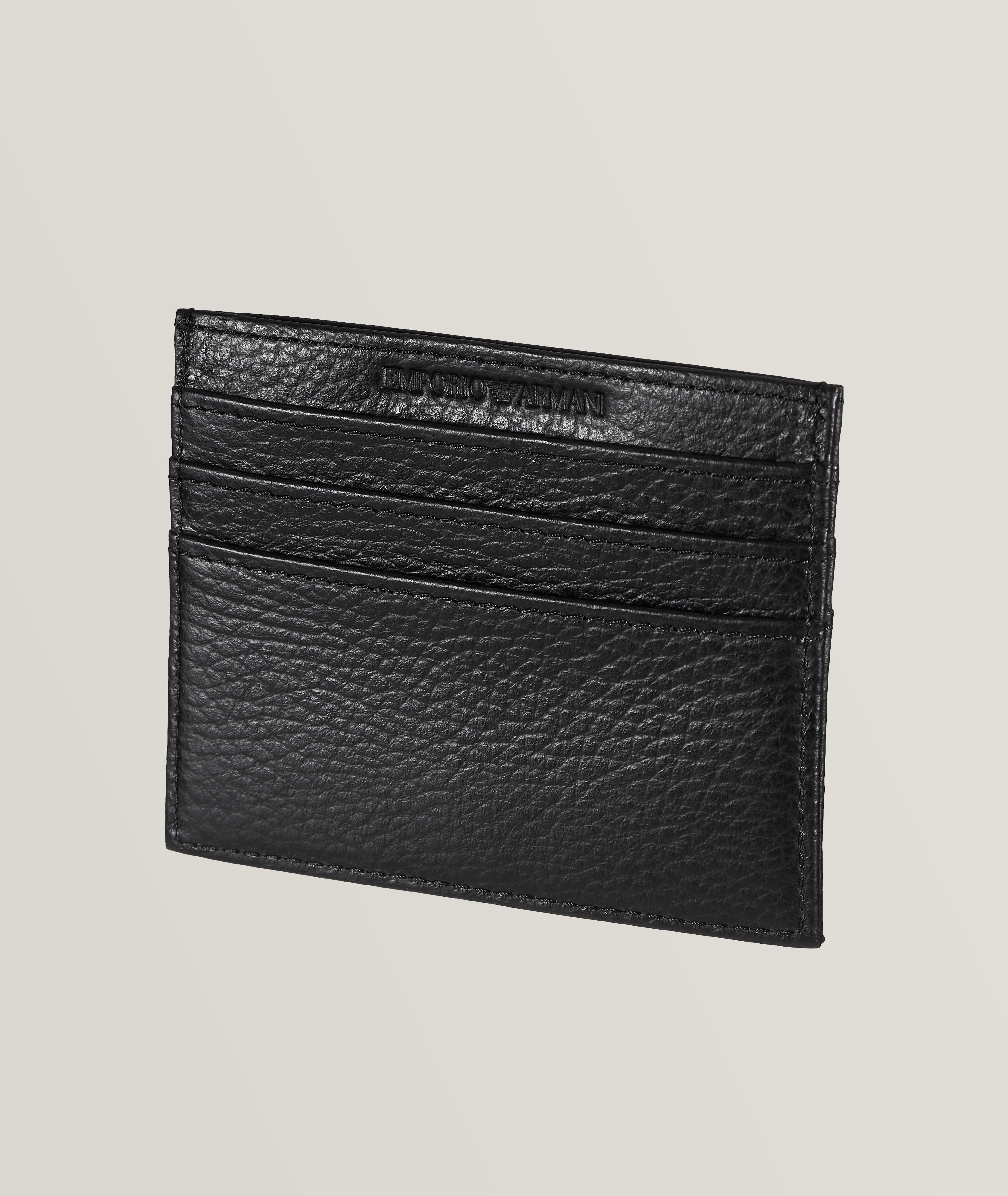 Logo Embossed Tumbled Leather Card Holder image 1