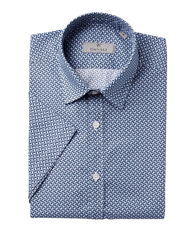 Chemise décontractée en coton à motif géométrique et à manches courtes image 0