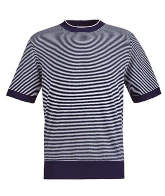 Canali T-shirt en tricot de coton à rayures