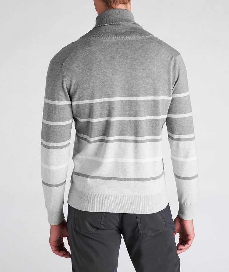 Striped Cotton Shawl Neck Sweater image 2
