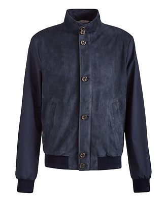 Canali Water Repellent Suede Bomber Jacket