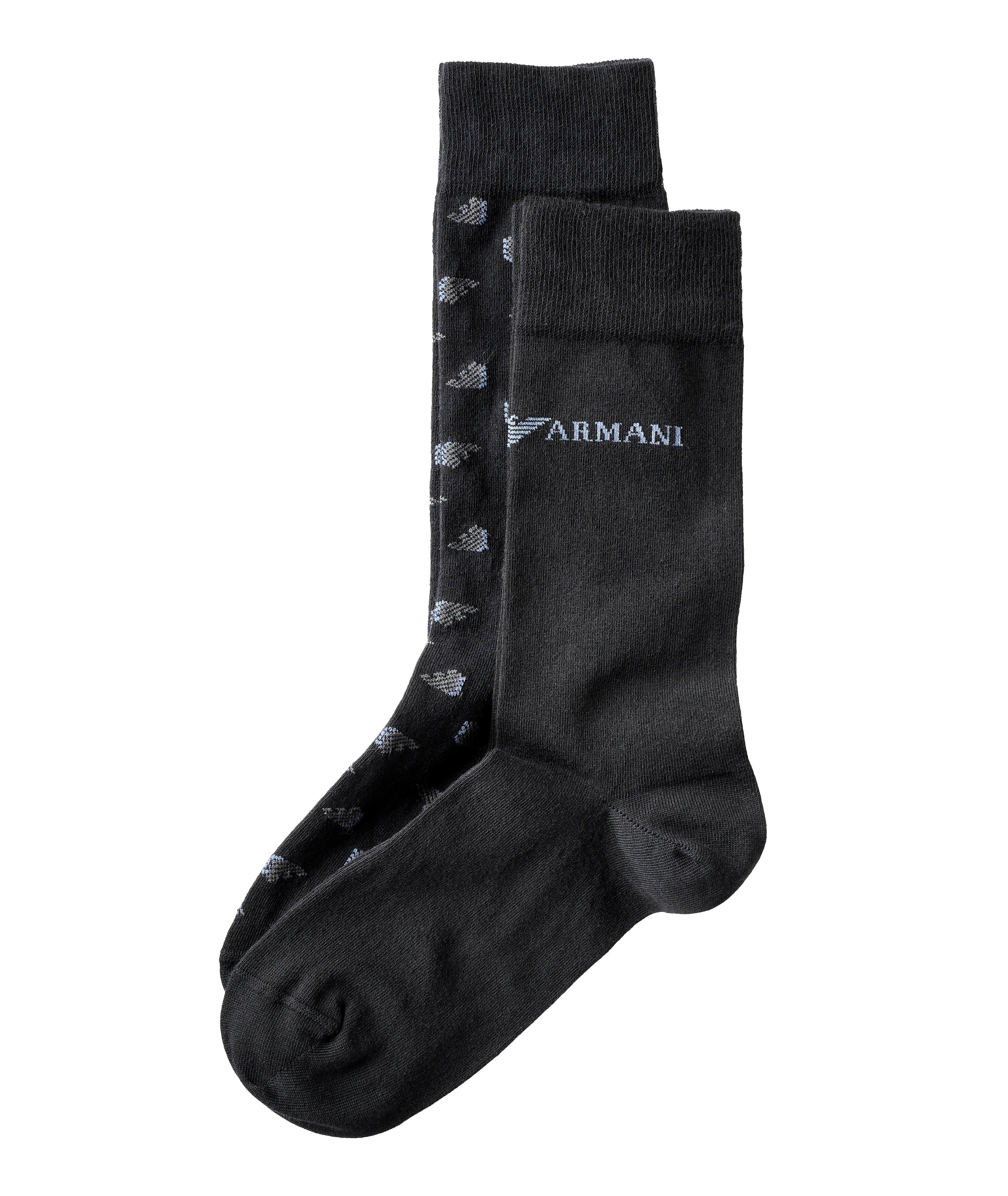 Ensemble de deux paires de chaussettes en coton extensible avec logos image 0