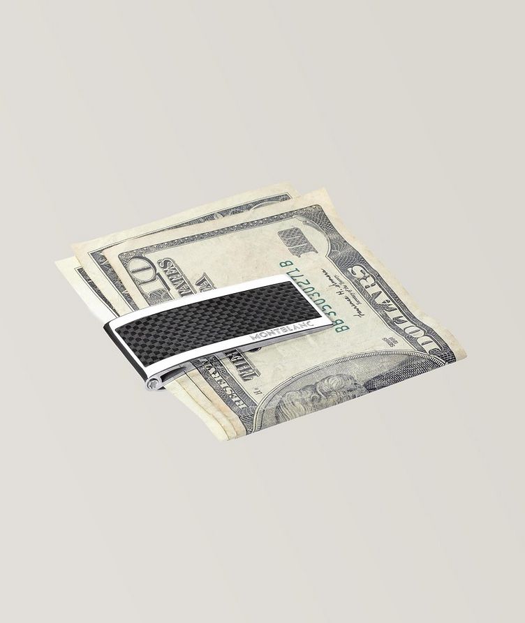 Stainless Steel Money Clip with Carbon Inlay image 2