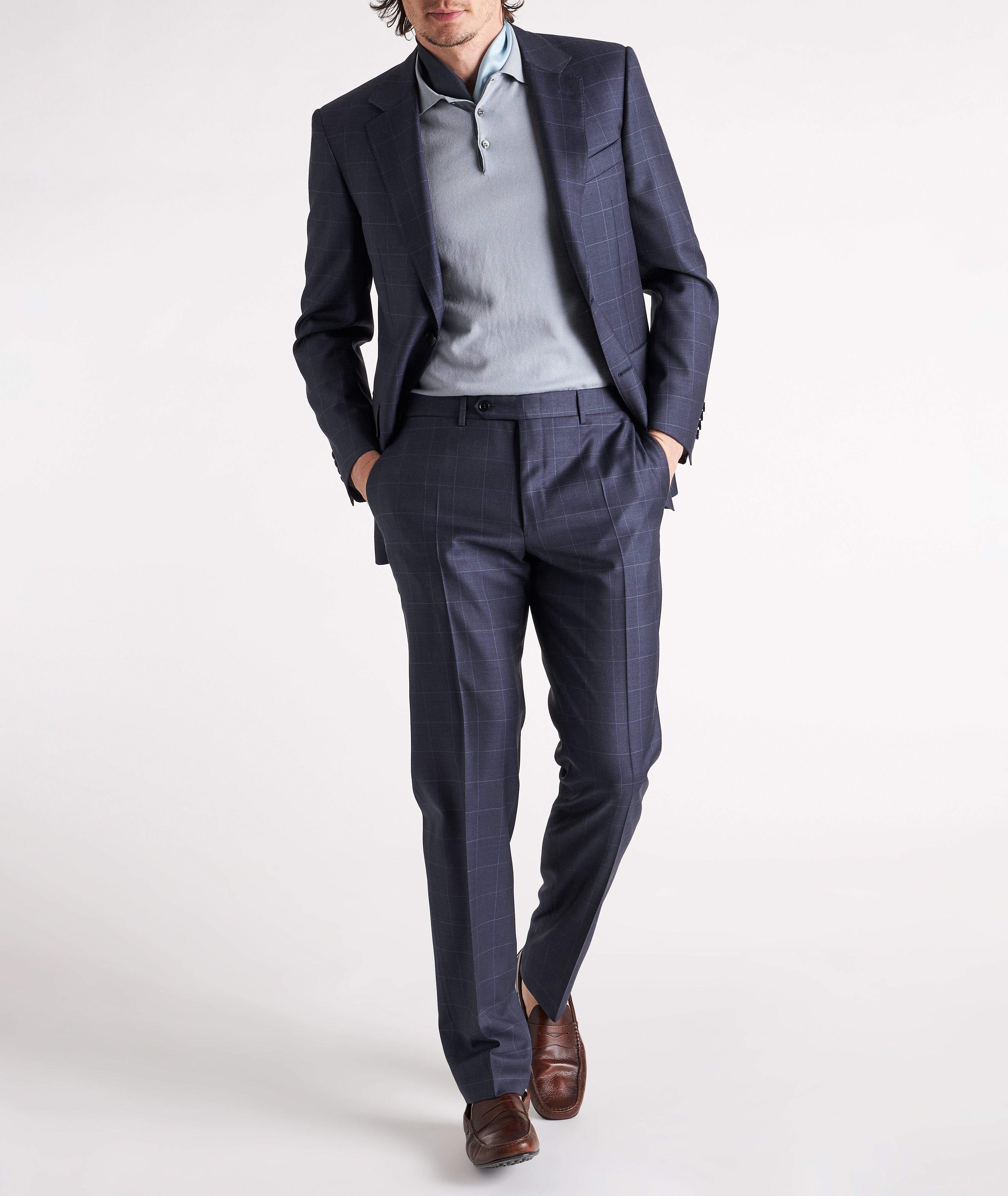 Contemporary Fit Windowpane Wool Suit  image 1