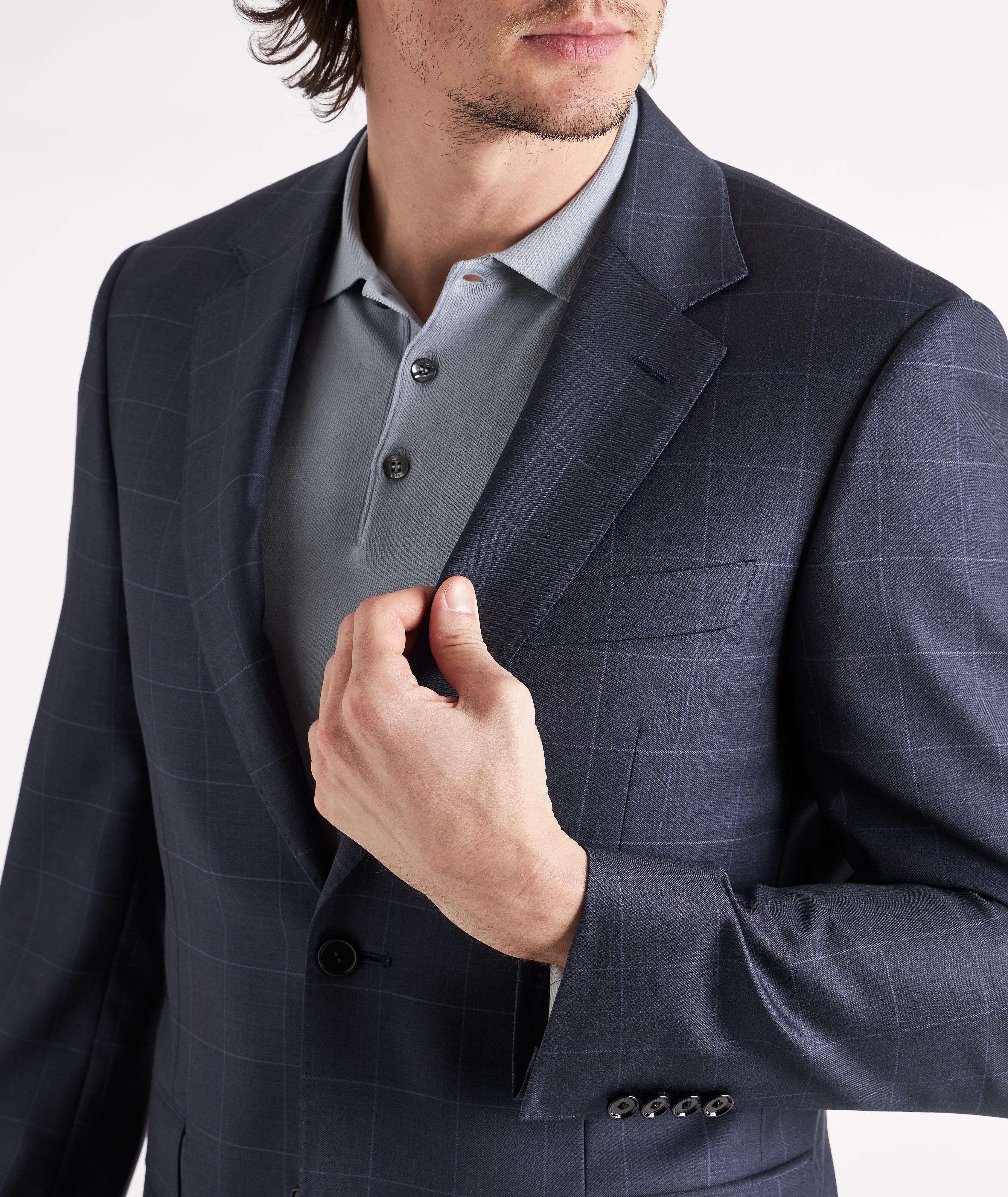 Contemporary Fit Windowpane Wool Suit  image 4