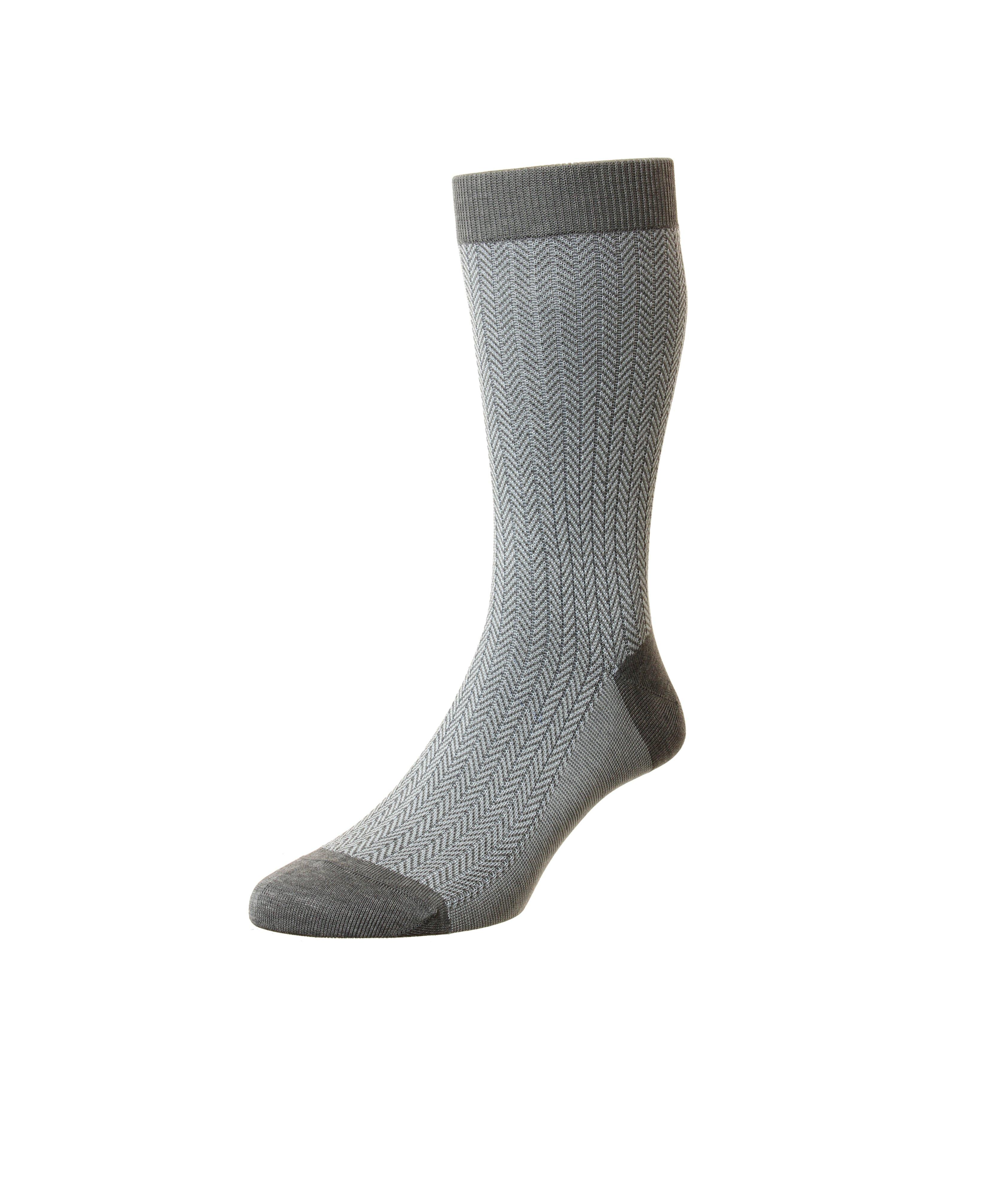 Fabian Herringbone Cotton-Blend Dress Socks image 0
