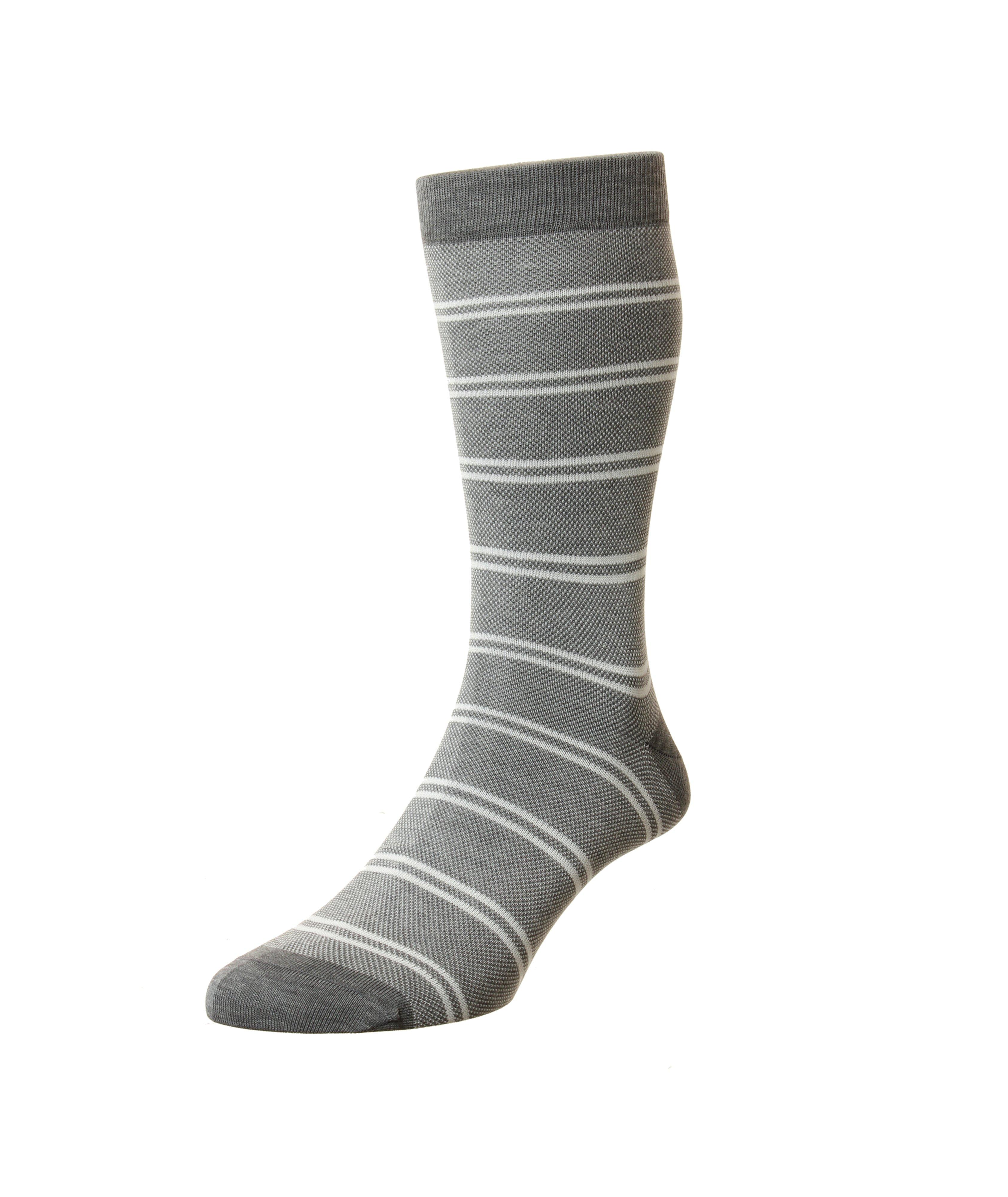 Striped Birdseye Cotton-Blend Dress Socks image 0