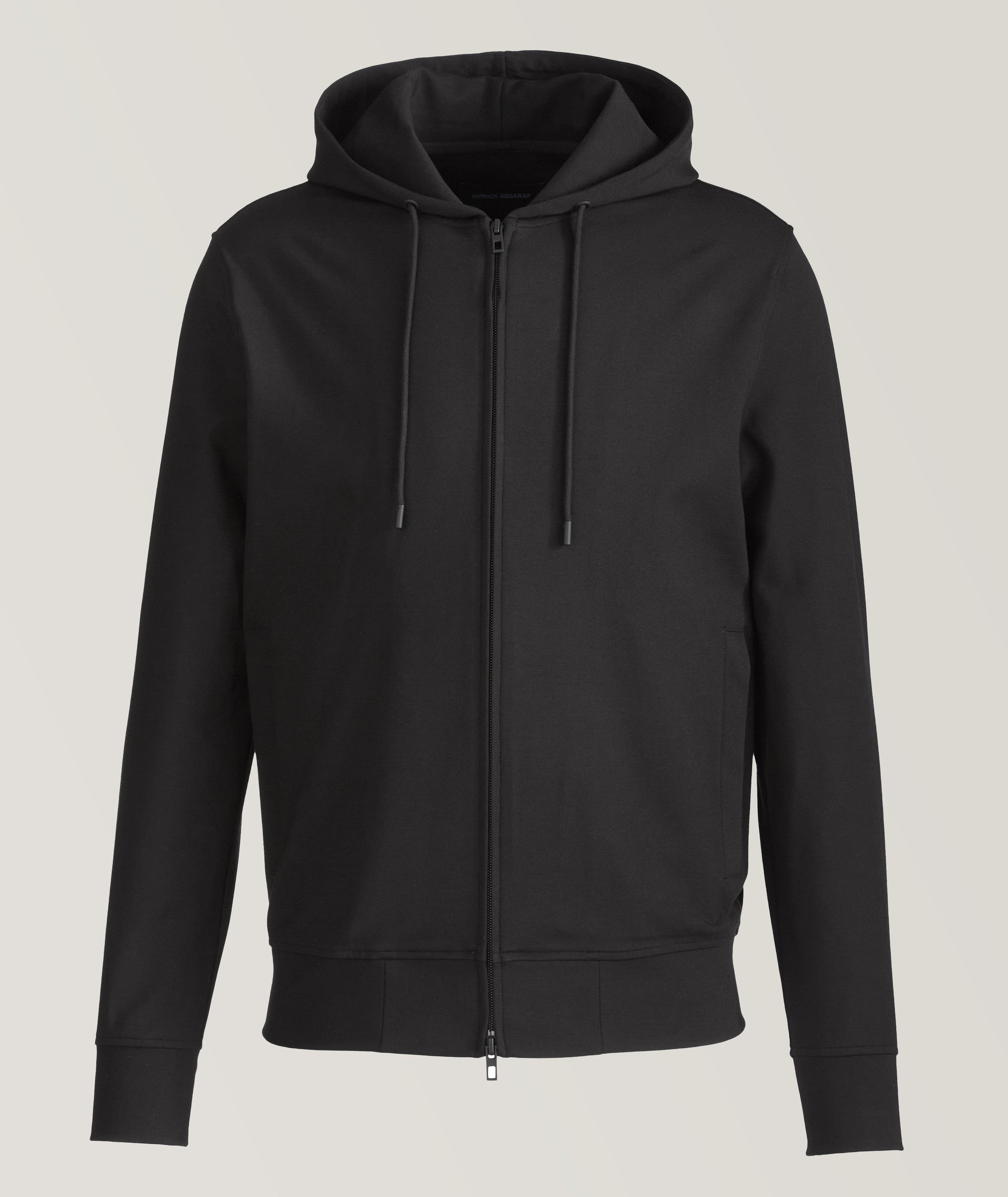 Viscose-Blend Technical Full-Zip Hooded Sweater image 0