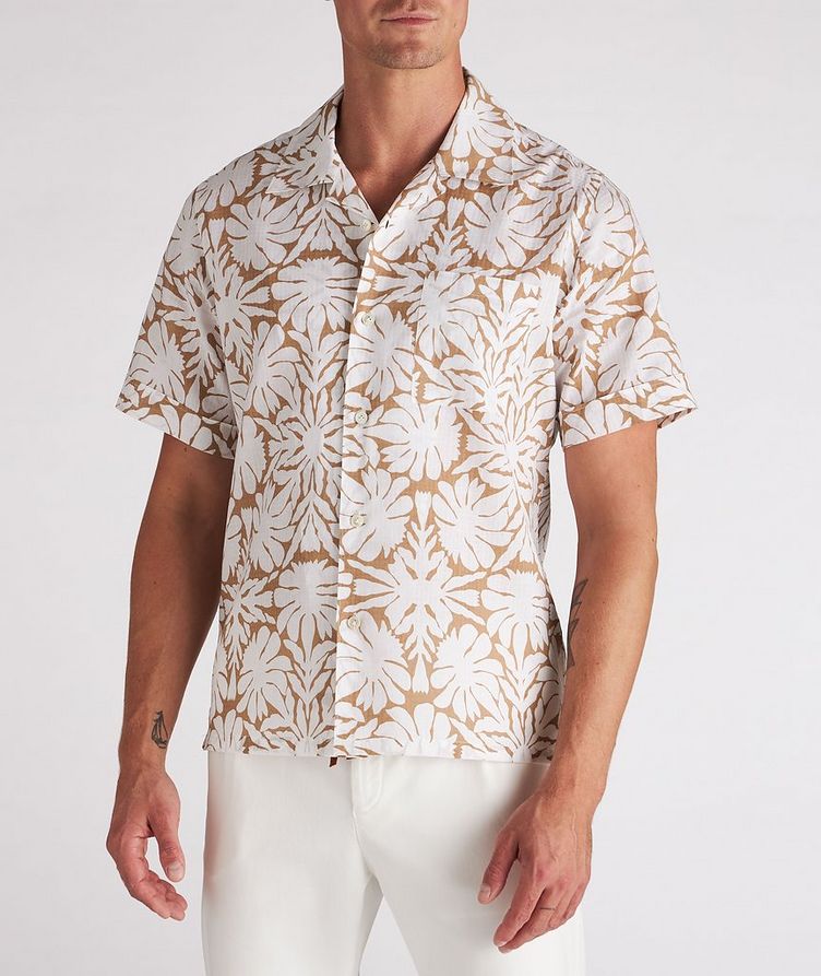 Floral Print Linen-Cotton Camp Collar Shirt image 1