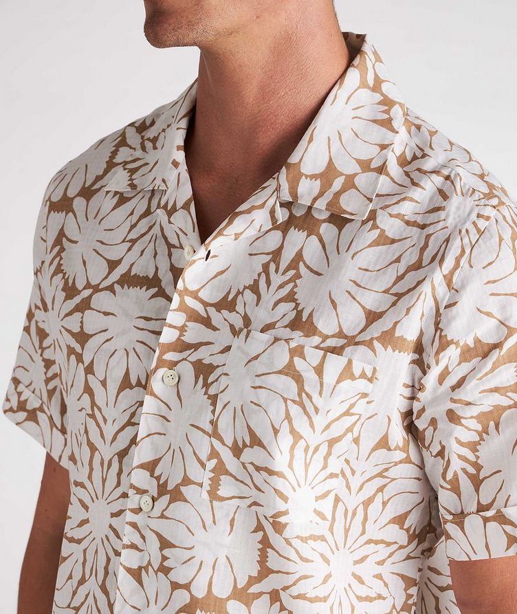 Floral Print Linen-Cotton Camp Collar Shirt image 3